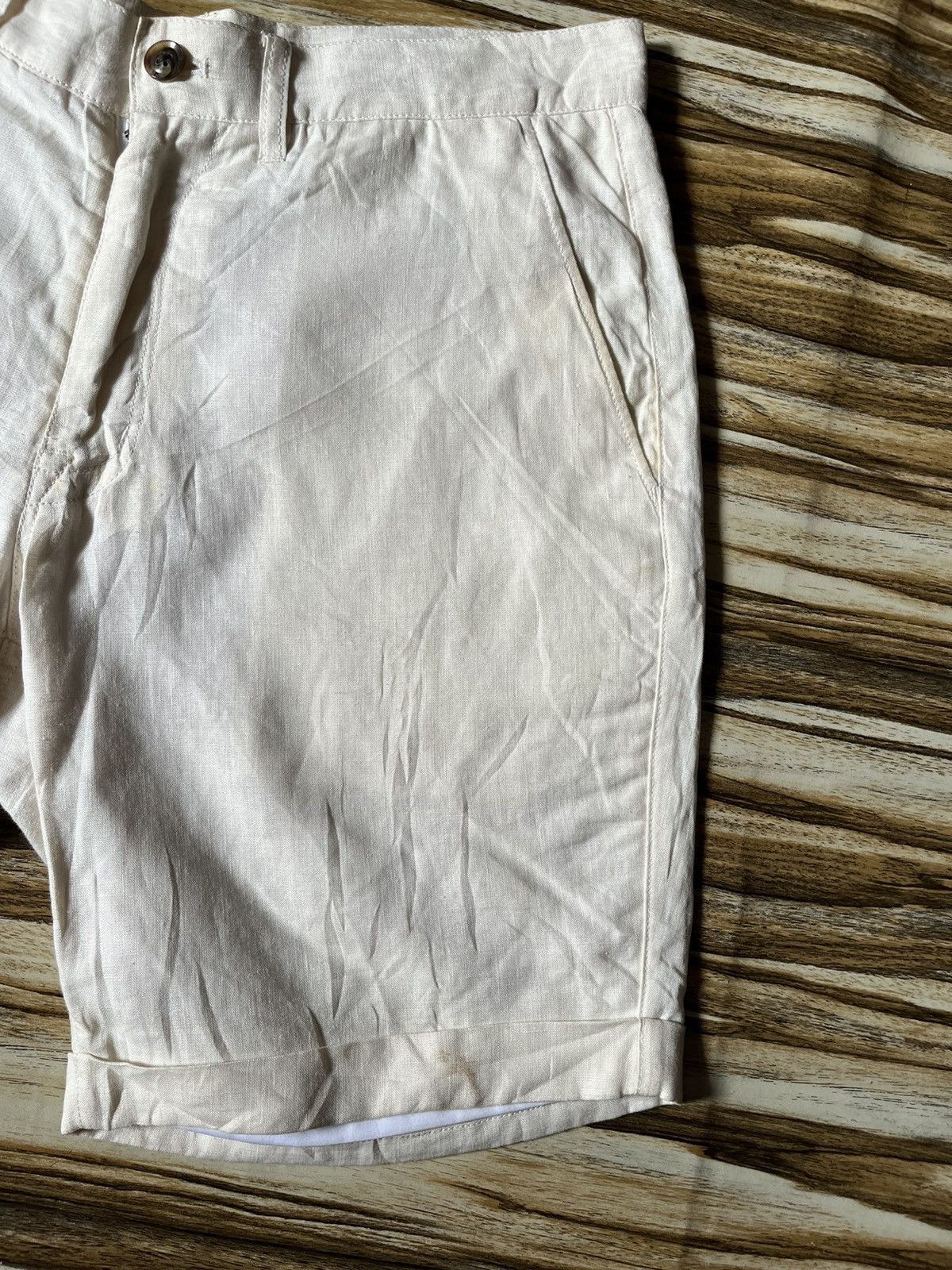 GOSTAR DE FUGA 🇯🇵Linen Shorts Casual Pant in White Size US 33 - 4 Thumbnail