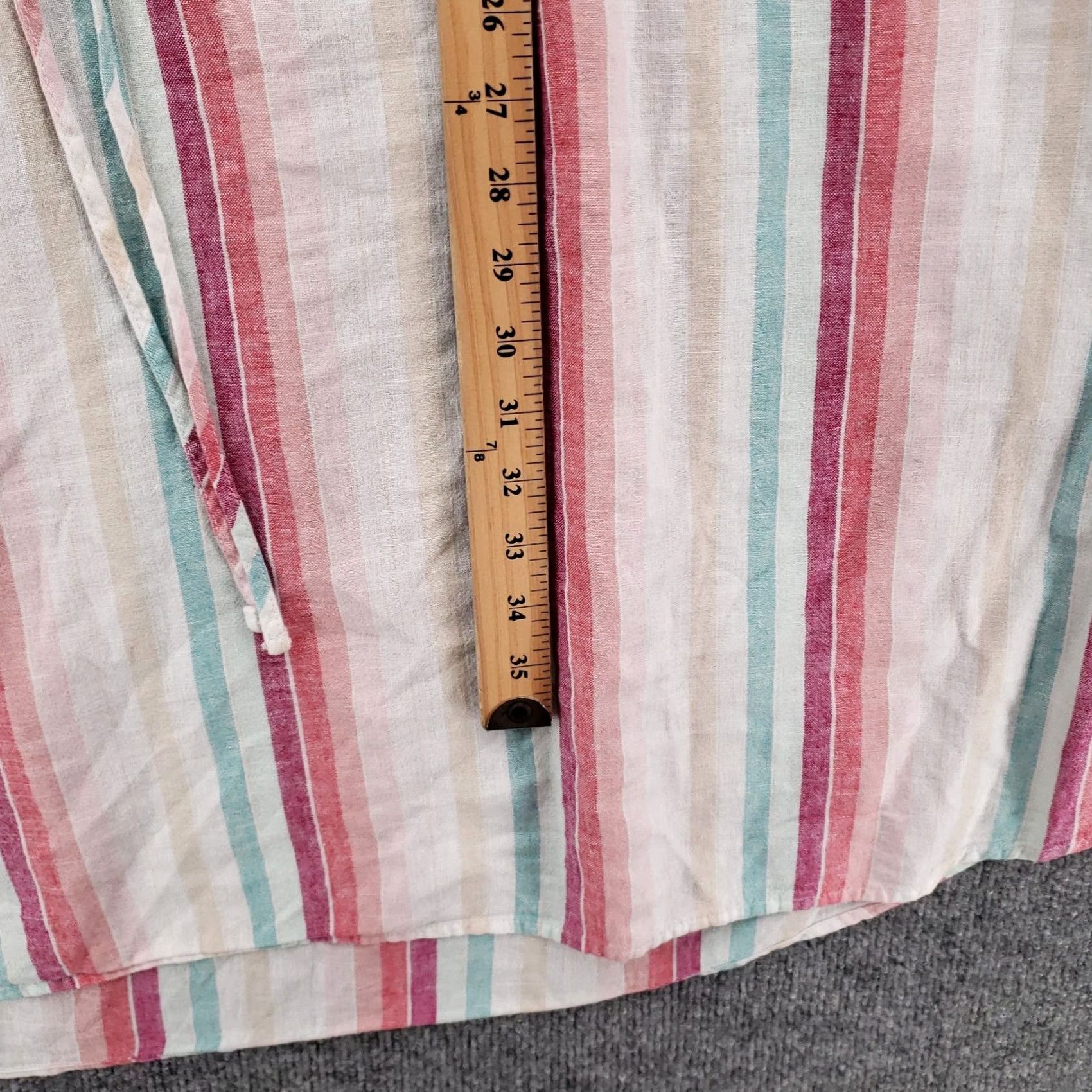 Vintage Time And Tru Dress Womens 3XL White Striped Linen Blend V Neck Pockets Dress Size XXL / US 16-18 / IT 52-54 - 7 Thumbnail