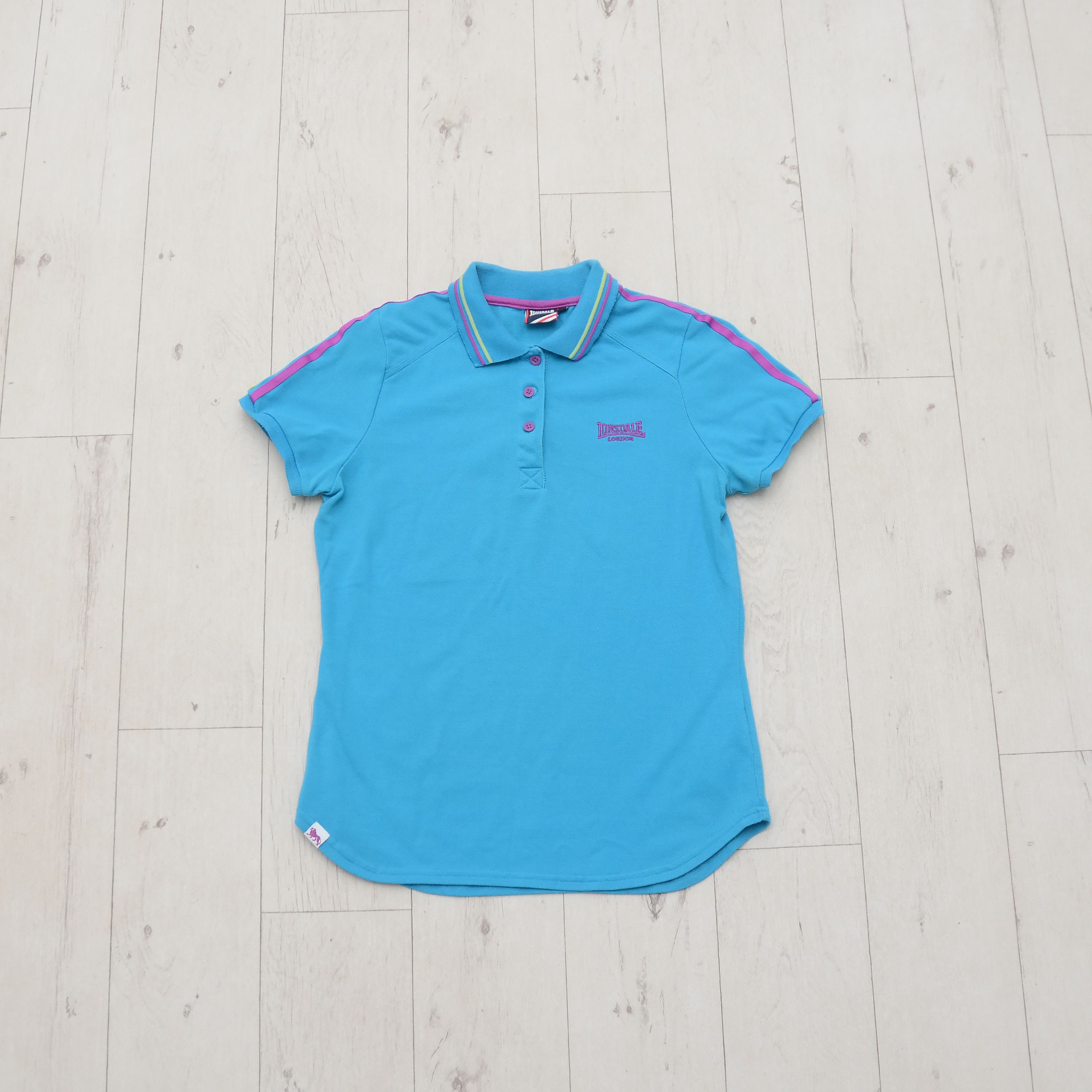 Lonsdale × Vintage Lonsdale London Women's Polo Shirt Blue Pink Trim M Casual Size M / US 6-8 / IT 42-44 - 2 Thumbnail