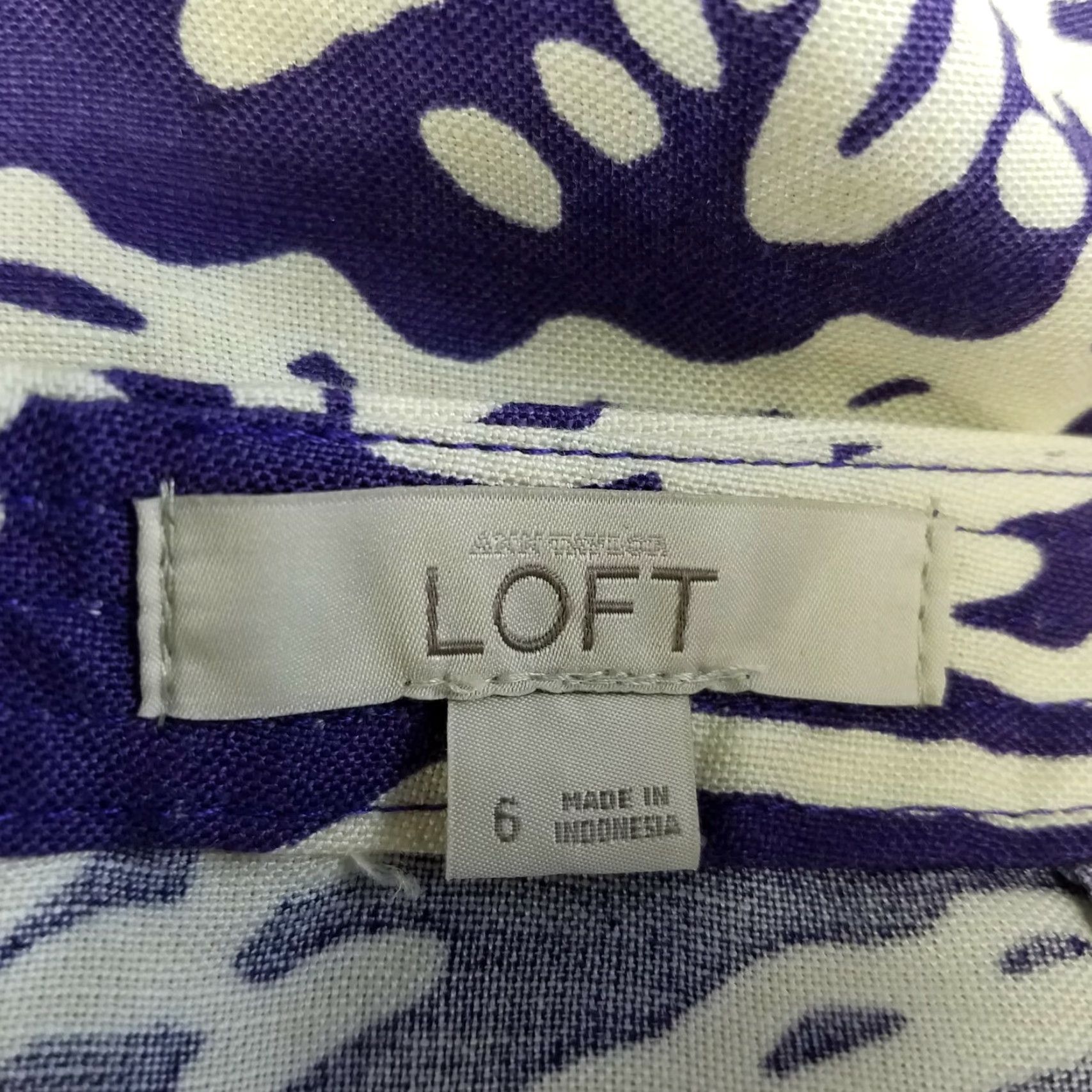Loft LOFT Ann Taylor Womens Skirt A-Line Purple Linen Blend Size 6 Floral Short Casual Womens Size 28" / US 6 / IT 42 - 3 Thumbnail