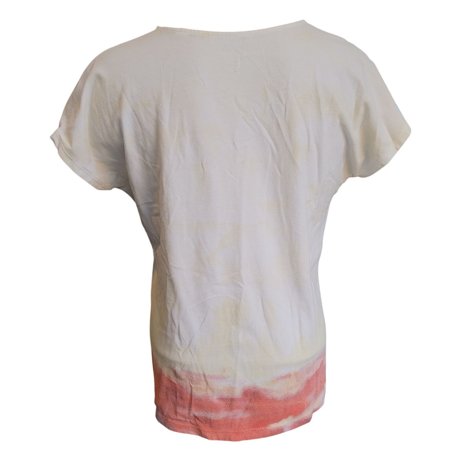 Chicos Chico's Women's 2 White Abstract Pink Floral Basic Tee Size M / US 6-8 / IT 42-44 - 2 Thumbnail
