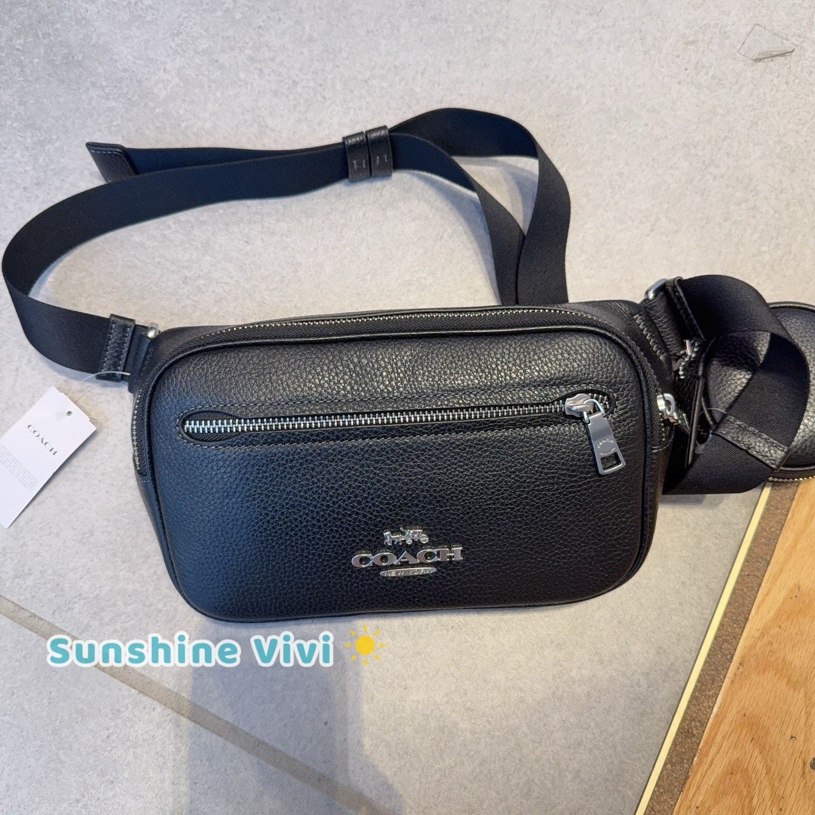 Coach NWT Coach Elias Belt Bag Leather CJ507 Black/ Silver Size ONE SIZE - 1 Thumbnail