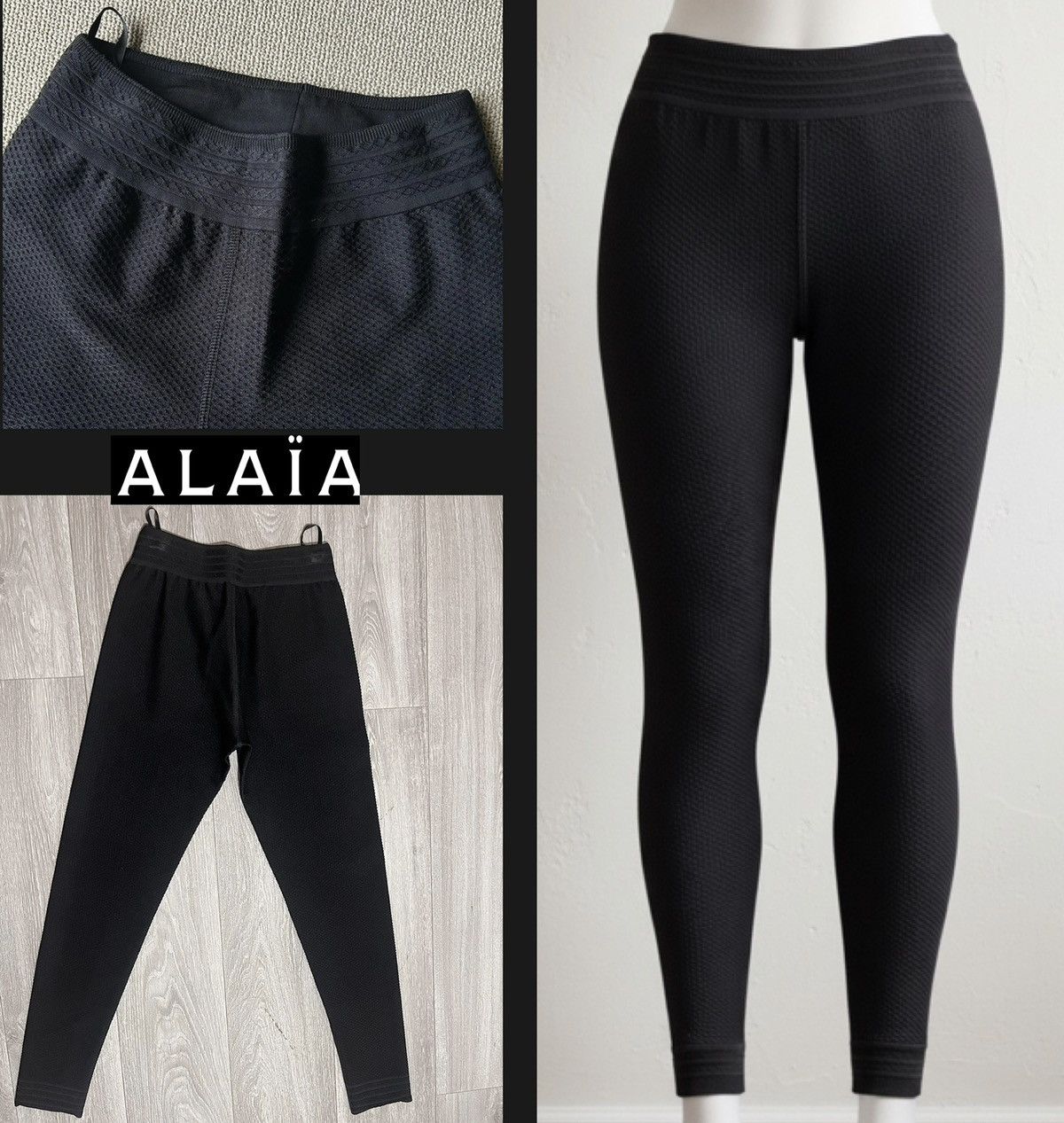 Alaia Alaia Black Knit Leggings High Waist Stretch Pants Size 38 Size 27" / US 4 / IT 40 - 1 Thumbnail