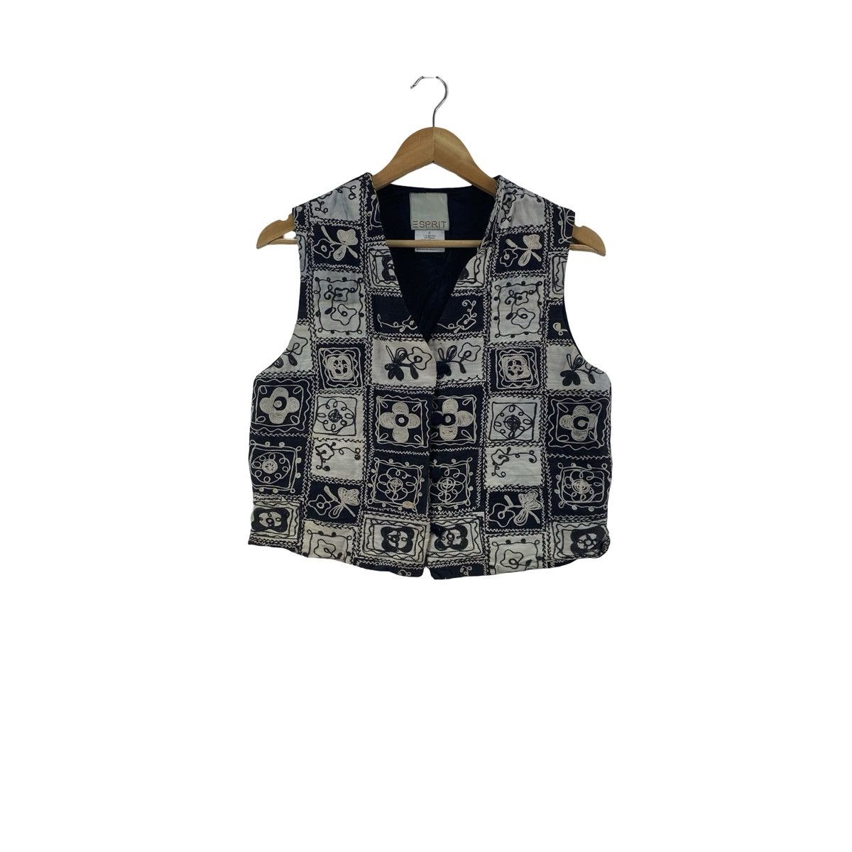 Esprit Vintage 90s ESPRIT Floral Embroidered Cropped Waistcoat Size S / US 4 / IT 40 - 1 Thumbnail