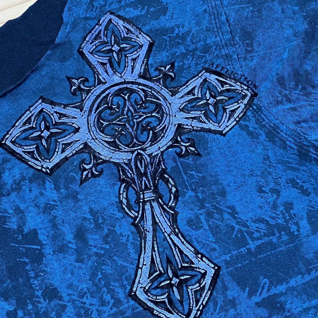 Affliction Affliction Wings Blue Thrashed Y2K MMA Tee Size Large Size US L / EU 52-54 / 3 - 3 Thumbnail