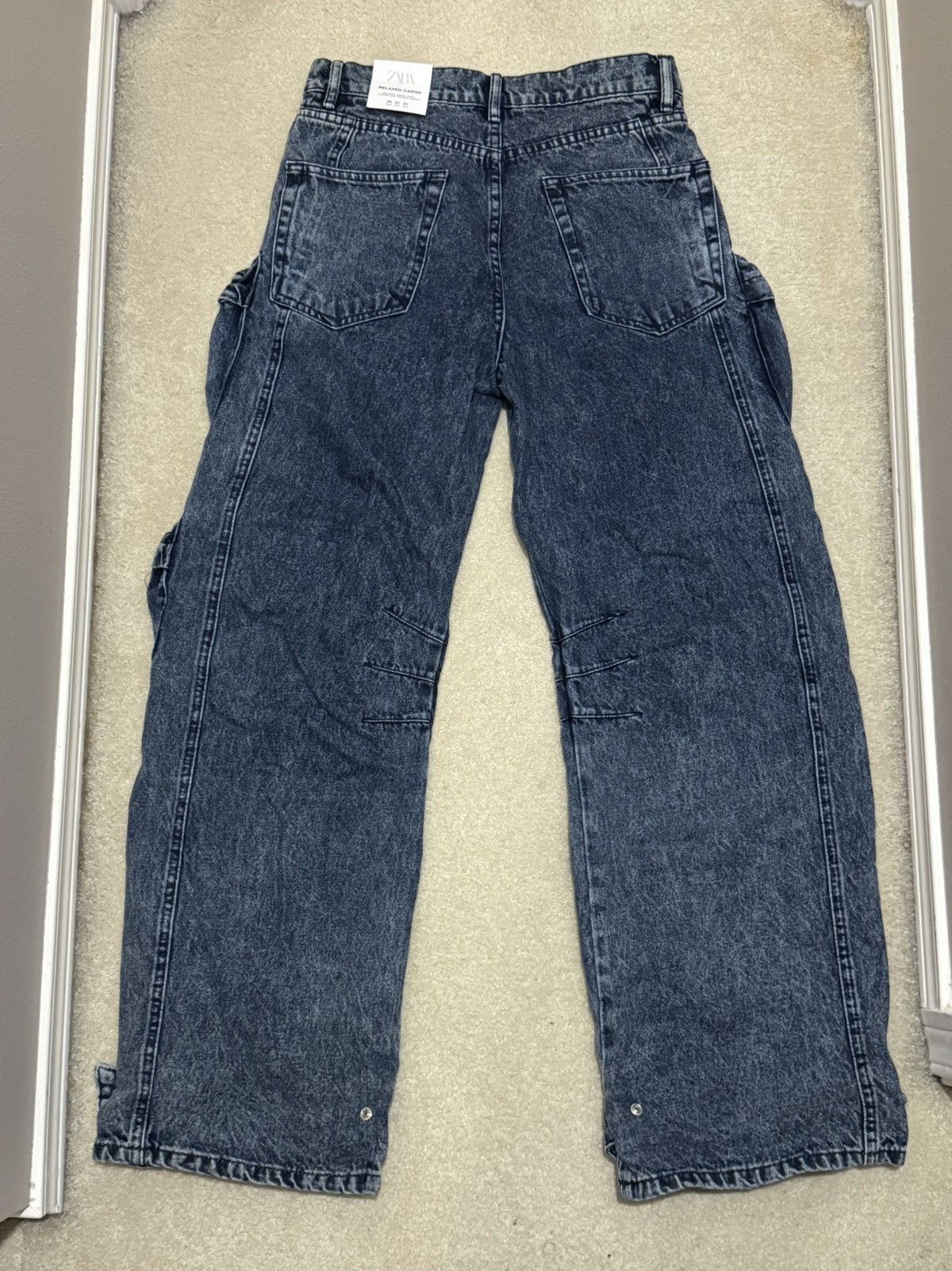 Zara Baggy Cargo Pocket Jeans Size US 31 - 3 Thumbnail