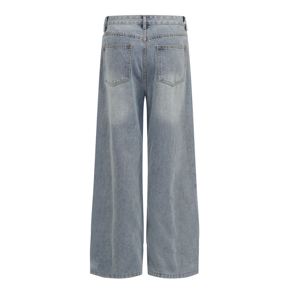Jean Men's Retro Streetwear Casual Distressed Cartoon Denim Jeans Size US 32 / EU 48 - 2 Thumbnail