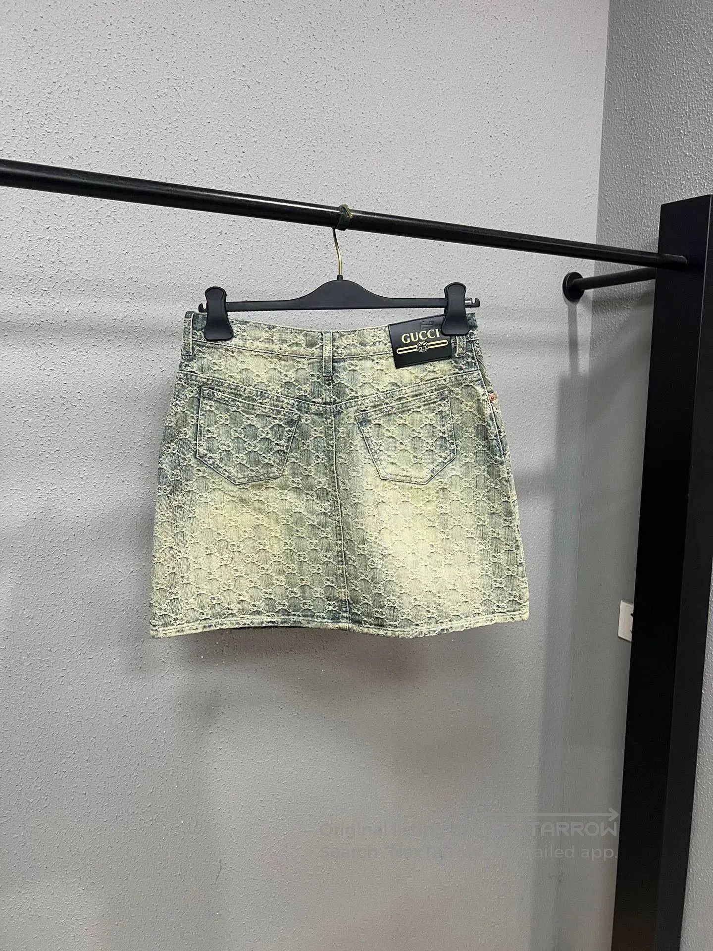 Gucci gucci distressed denim mini skirt with rhinestones. Size 41" - 2 Thumbnail