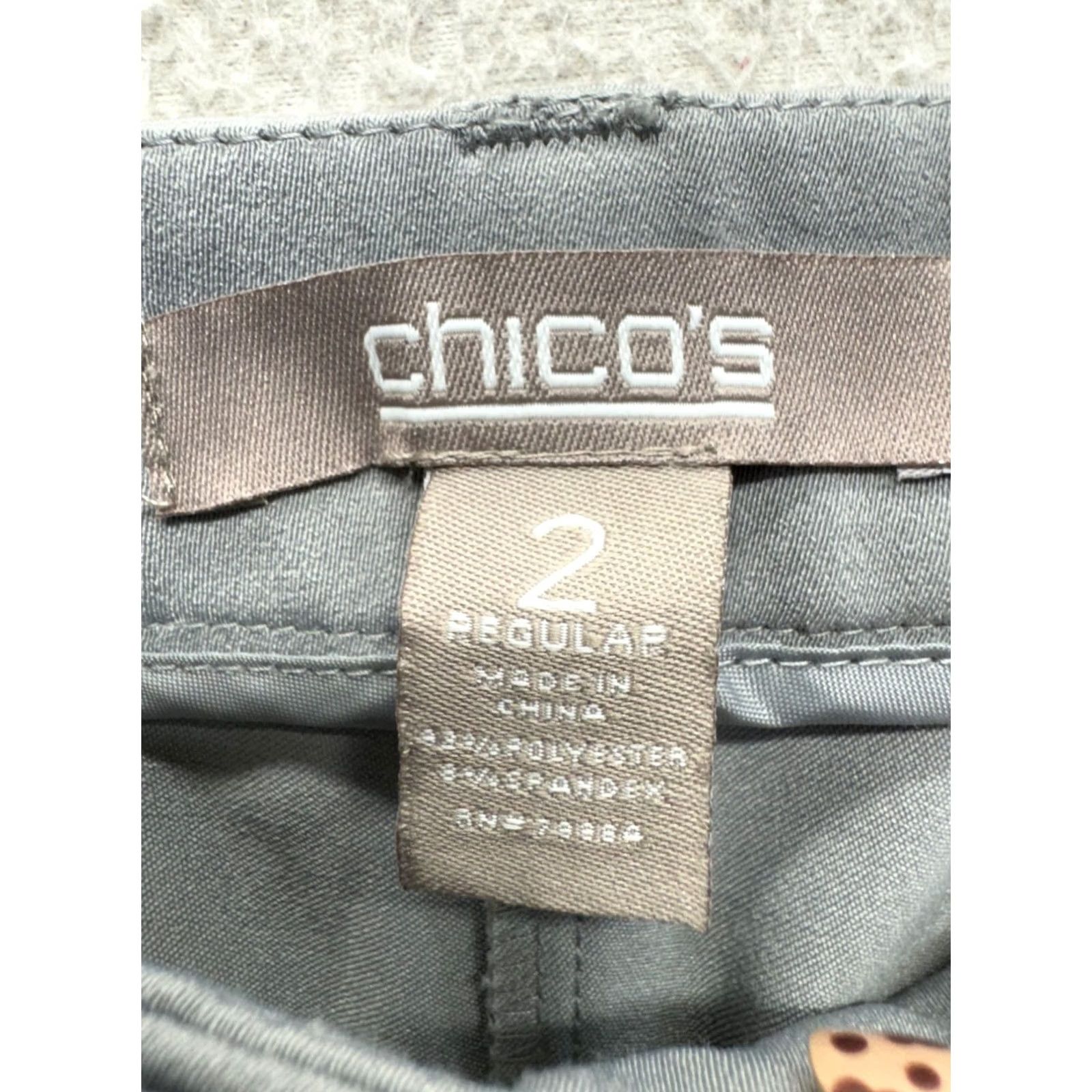 Vintage Chico's Dress Pants Gray Size 2 Regular Stretch Tailored Fit Front Flat Front Straight Leg Womens Pants Dress Pants Modern Tailored Fit 226B Size 26" / US 2 / IT 38 - 3 Thumbnail