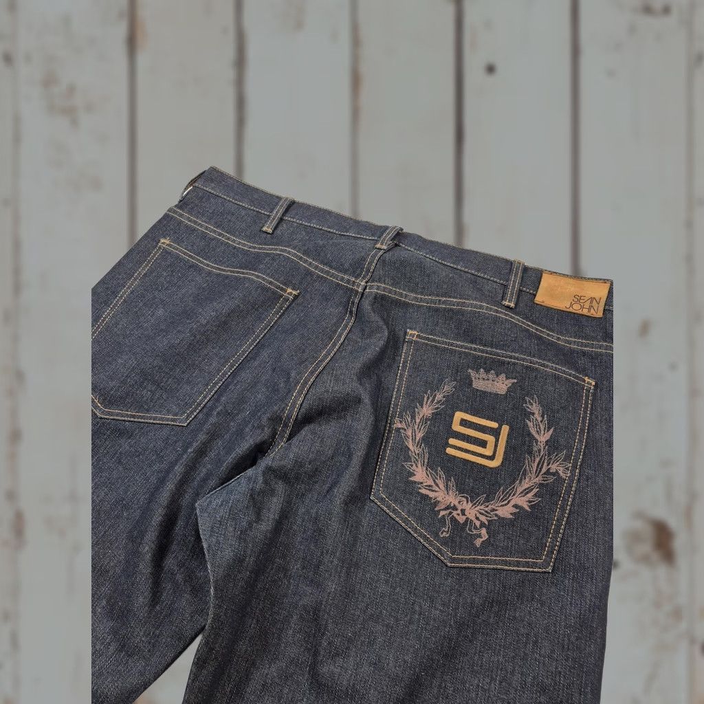 Sean John VTG Sean John Jeans Mens 38 Dark Blue Wide Leg Straight 5-Pocket Logo Zip Fly High Rise Y2K Costume 1990s Size US 38 / EU 54 - 1 Thumbnail