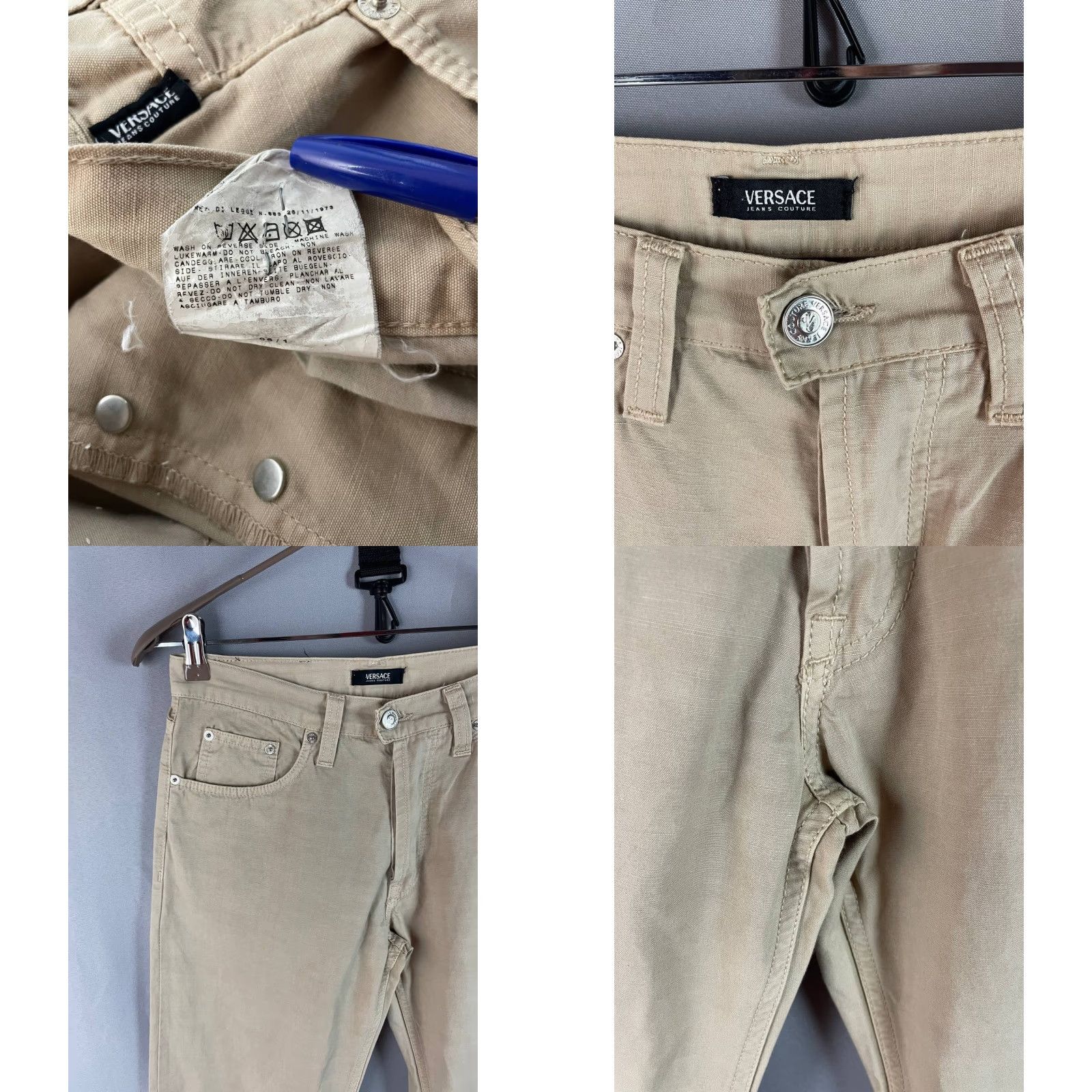 Versace Jeans Couture Versace Jeans Couture Jeans Beige 26" 31" Inseam 5-Pocket Regular Fit Womens L Cotton Denim Button Zip Straight Leg Belt Loop Fly Button Size 36" / US 14 / IT 50 - 9 Thumbnail