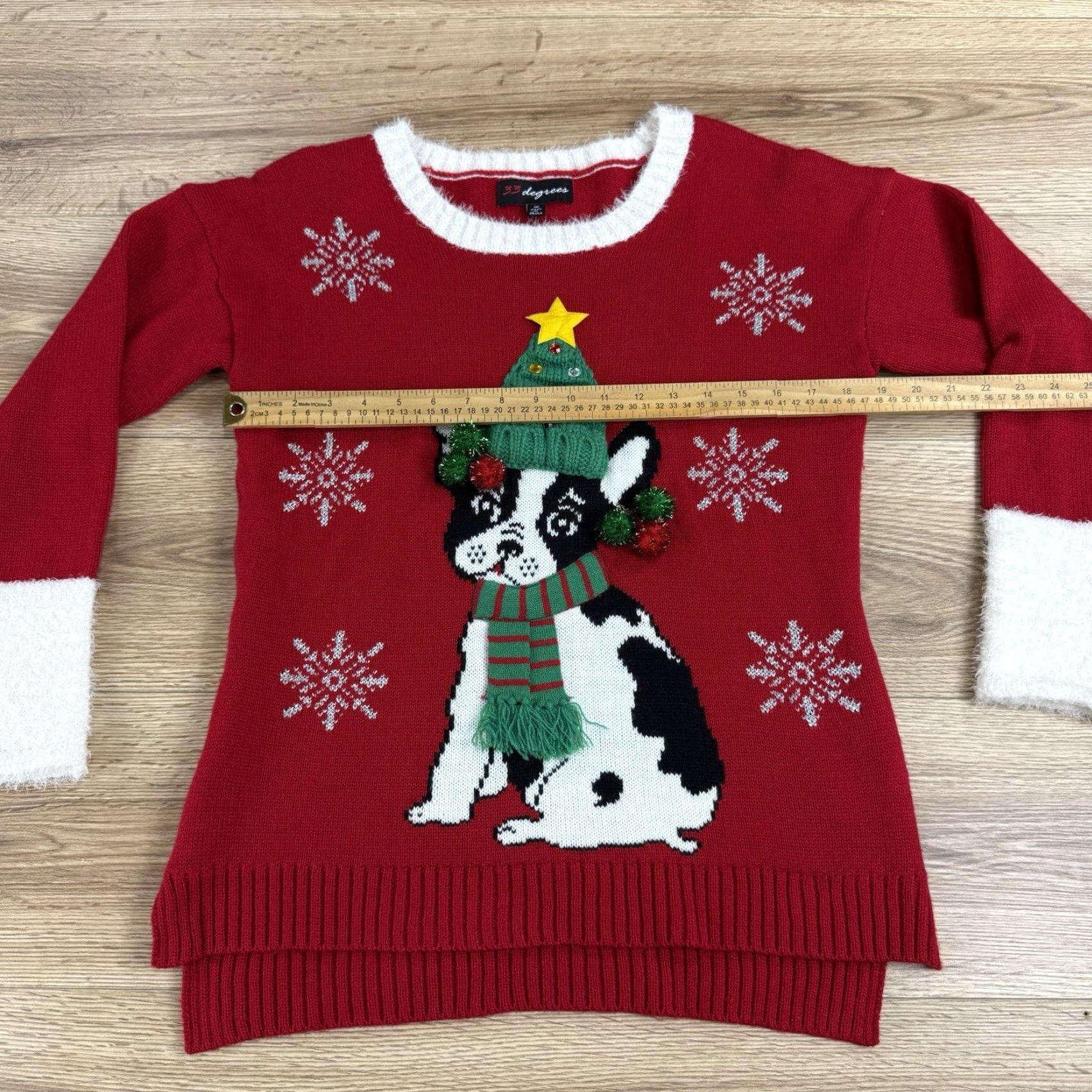 Vintage VINTAGE 33 Degrees Christmas Sweater, Womens Medium Holiday Ugly Sweater Red Pug Dog Size M / US 6-8 / IT 42-44 - 6 Thumbnail