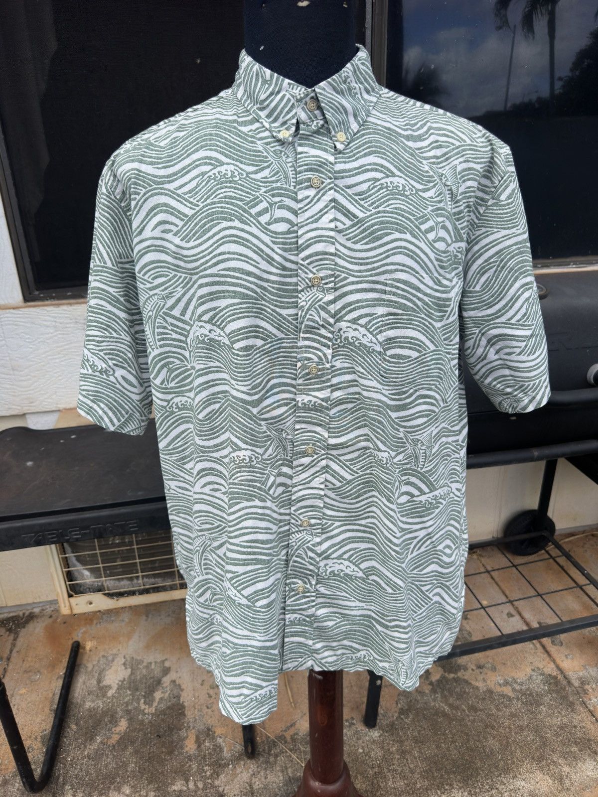 Reyn Spooner PreOwned Reyn Spooner Classic Fit Green/White Men's XL Size US XL / EU 56 / 4 - 1 Thumbnail