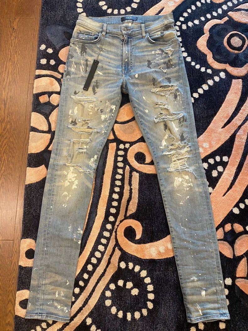 Amiri Amiri 17th season blue diamond baseboard ink jeans Size US 34 / EU 50 - 1 Thumbnail