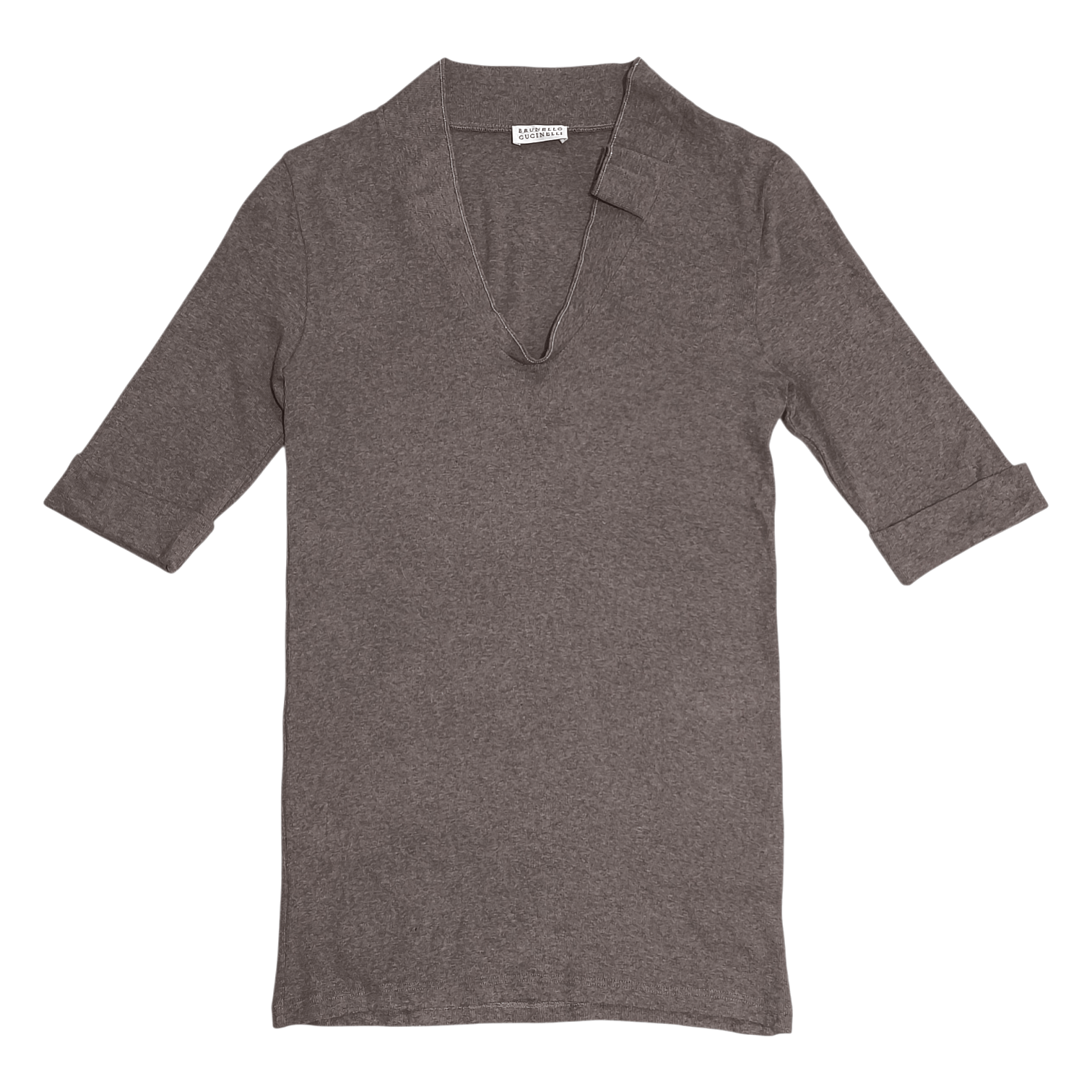 Brunello Cucinelli Brunello Cucinelli Monili Revere Collar V-Neck Stretch Top Size S / US 4 / IT 40 - 1 Thumbnail