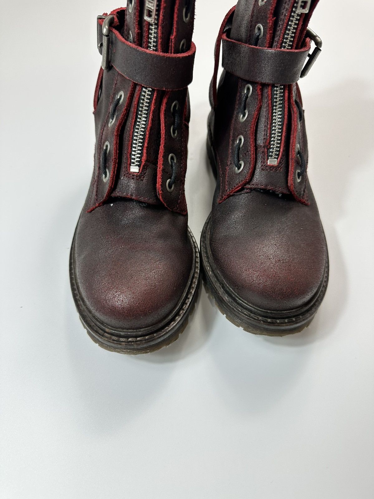 Diesel Diesel Leather Boots 36 Size Burgundy Y2K Made In Portugal Size US 6 / IT 36 - 5 Thumbnail