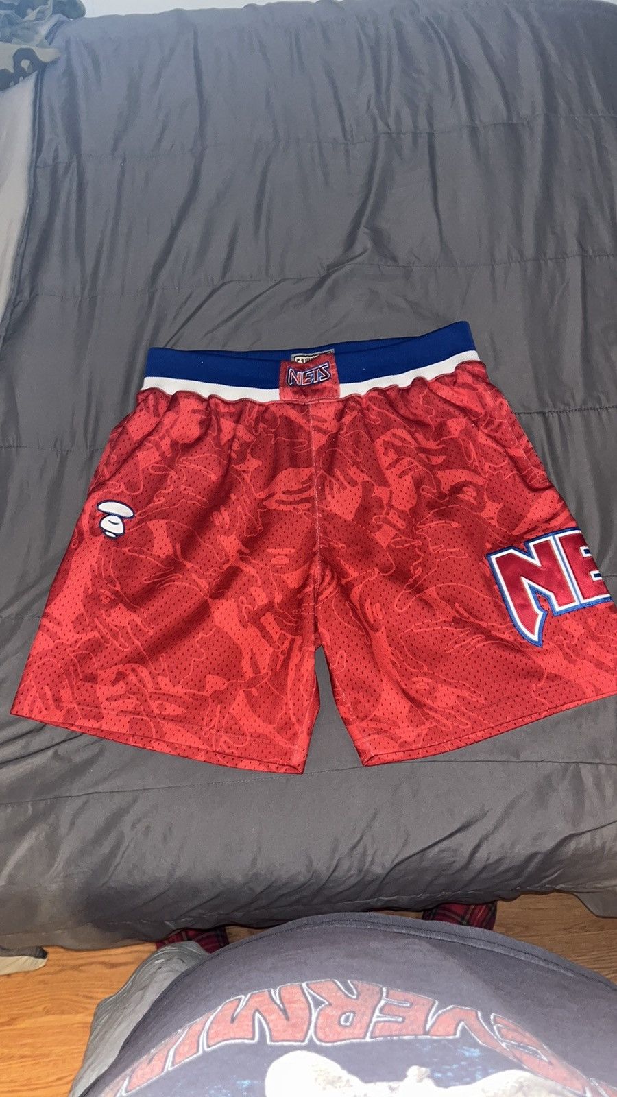 image of Aape X Mitchell & Ness Nets Mesh Shorts in Red, Men's (Size 36)