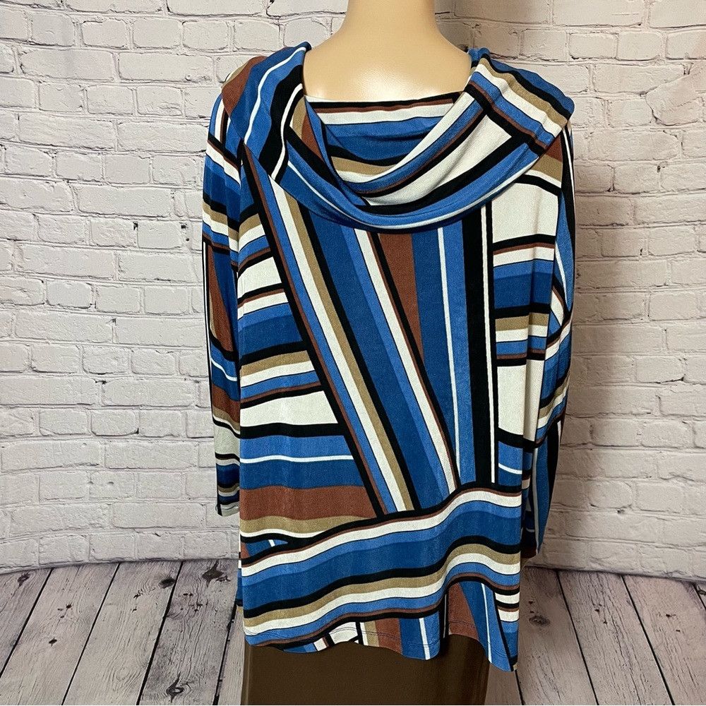 Chicos Chico's Travelers Cowl Neck Striped Geometric Tunic Top Siz Size XL / US 12-14 / IT 48-50 - 7 Thumbnail