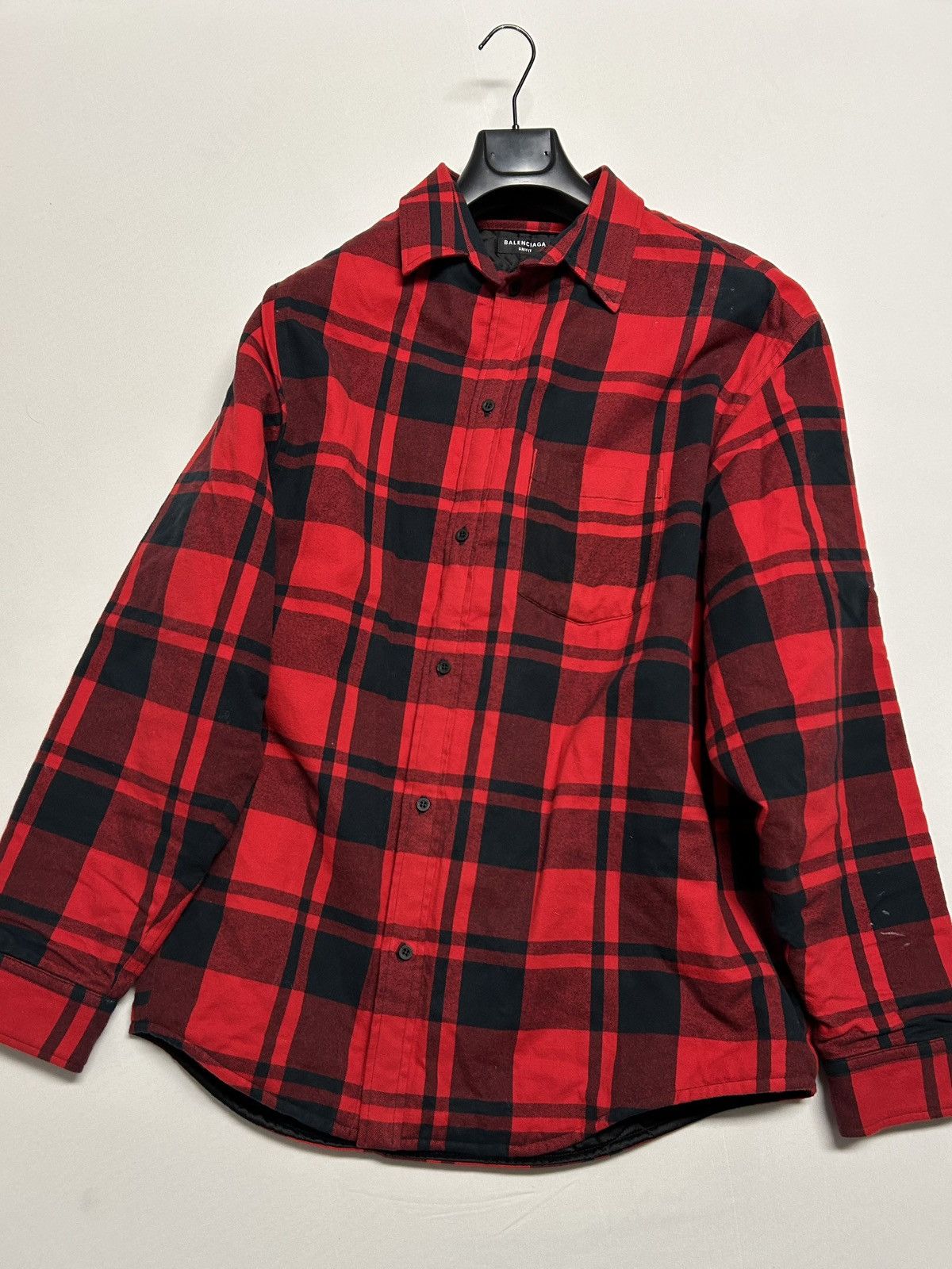 Balenciaga 2021 quilted padded flannel plaid red Size US S / EU 44-46 / 1 - 3 Thumbnail