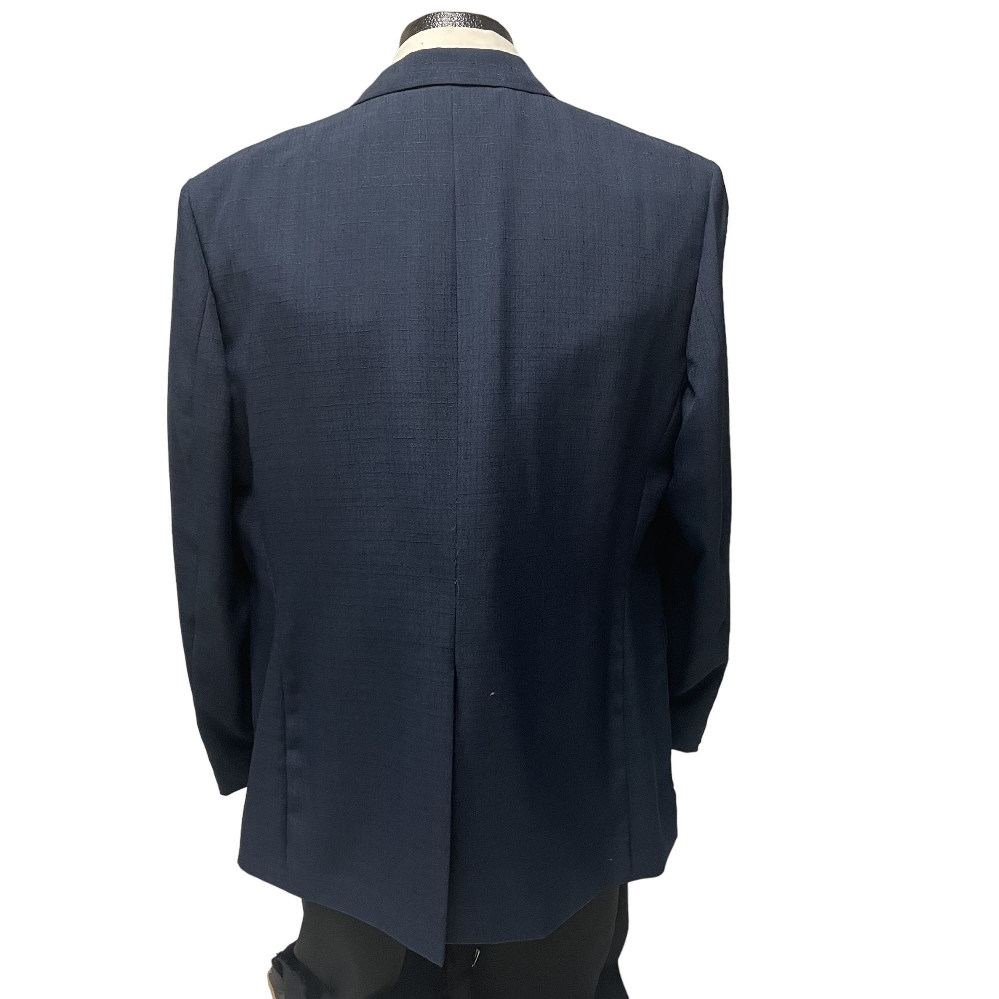 Haband Vtg Haband MOD Sport Coat TEXTURED BLUE Disco Jacket Size 42R - 3 Thumbnail
