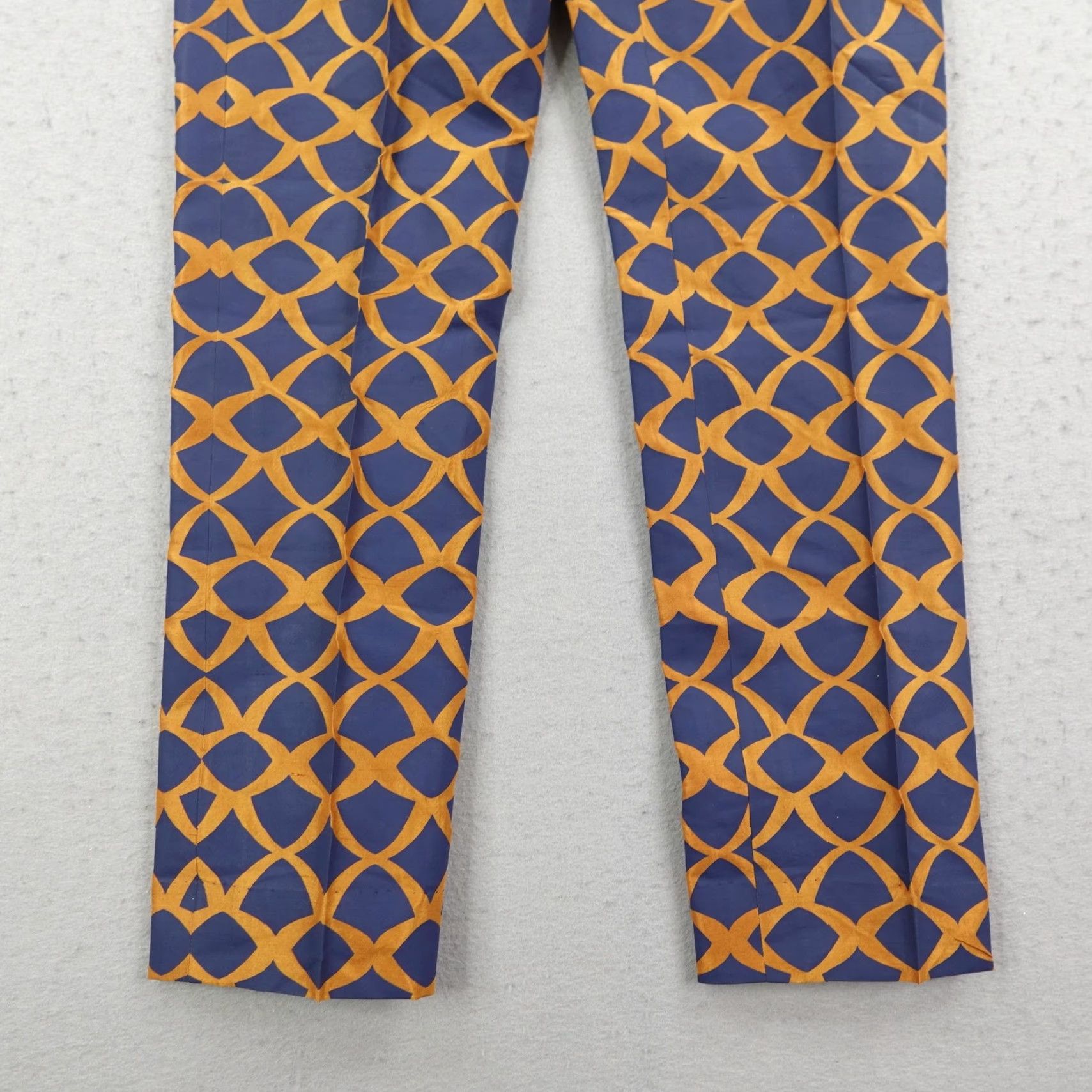 Vintage SANIA MASKATIYA Dress Pants Womens Small Blue Orange Geometric Print Lightweight Slacks NEW Size 28" / US 6 / IT 42 - 3 Thumbnail