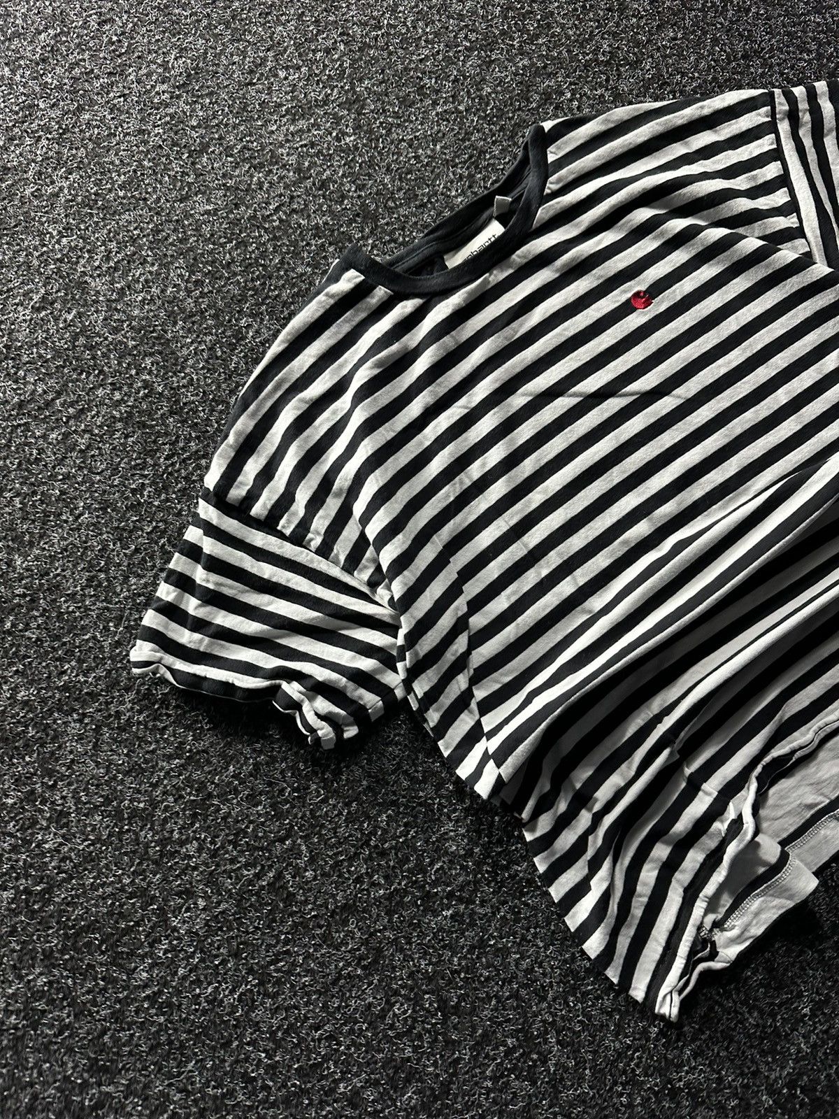 Carhartt × Vintage 🚨CARHARTT STRIPED LOGO B&W TEE TRUE RAP WORKWEAR Y2K Size US XS / EU 42 / 0 - 2 Thumbnail