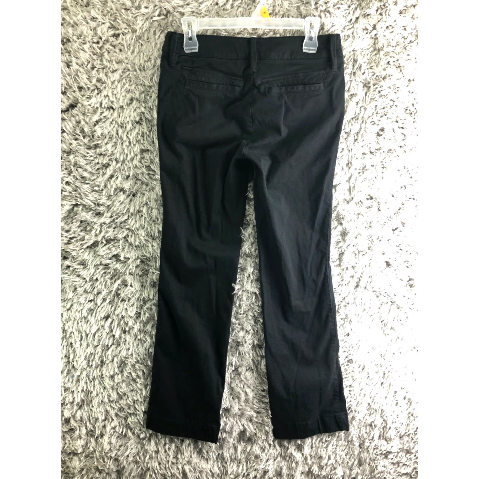 Ann Taylor LOFT Womens Size 6 Mid Rise Straight Leg Black Pants Dress Pants Cotton Denim Classic Solid Logo Zip Inseam 29 in Mens? Size 28" / US 6 / IT 42 - 5 Thumbnail