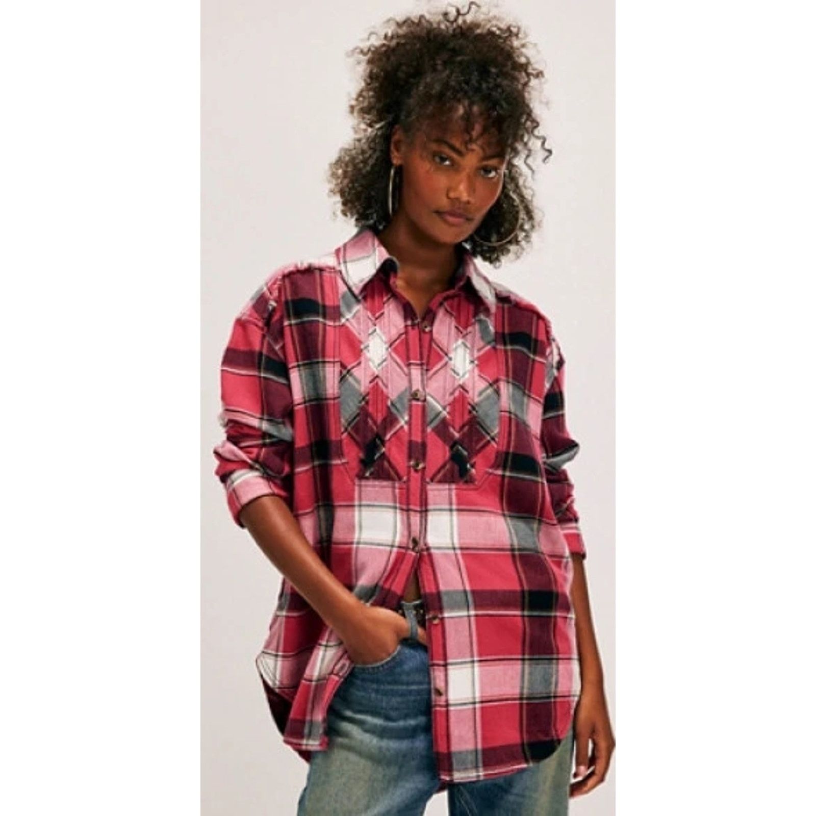 Free People New FREE PEOPLE We The Free Layla Plaid Button Down Shirt Size S / US 4 / IT 40 - 1 Thumbnail