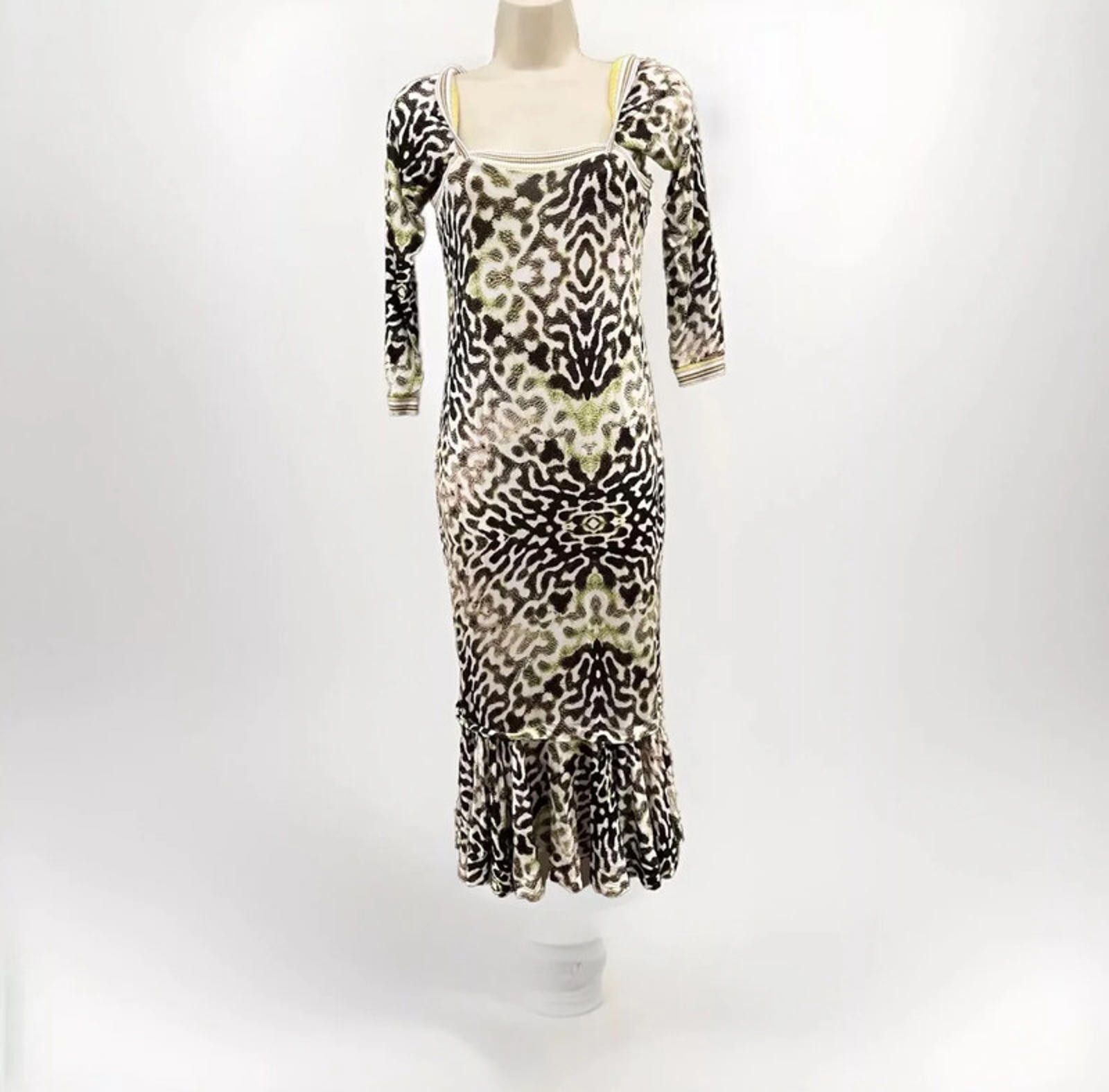 Just Cavalli Just Cavalli Leopard Animal Prin Jersey Flounce Midi Dress S Size S / US 4 / IT 40 - 1 Thumbnail