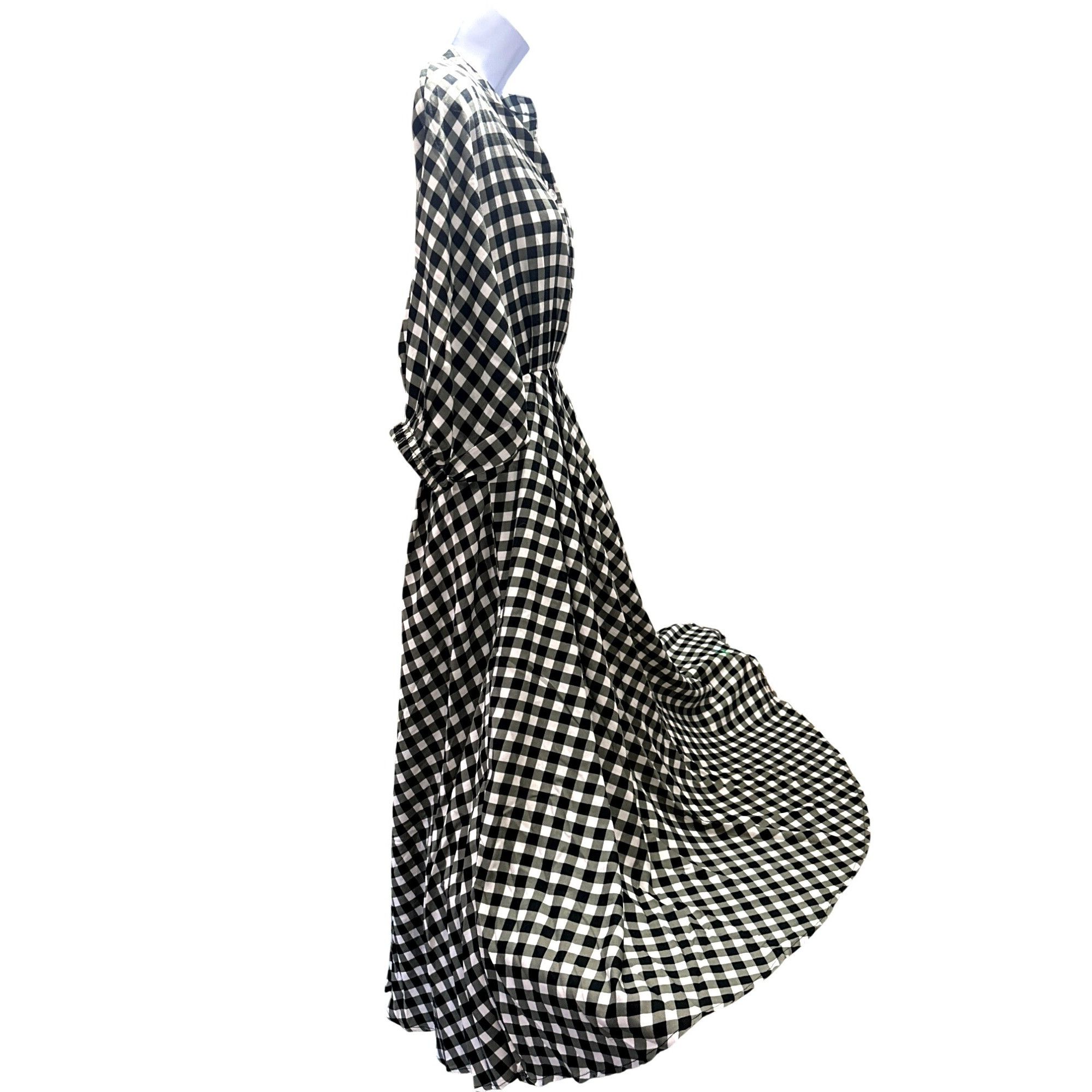 Other CCC Vintage Black White Gingham Checkered Midi Dress Button Size M / US 6-8 / IT 42-44 - 3 Thumbnail