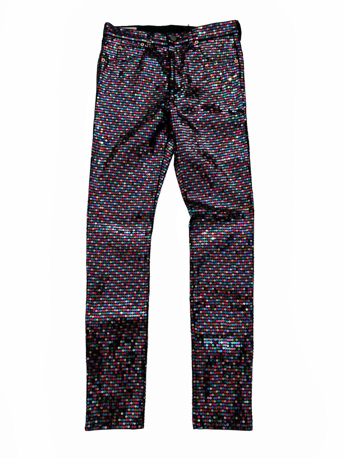 Pre-owned Gucci Rainbow Sparkle Sequin Skinny Denim Jean In Multi