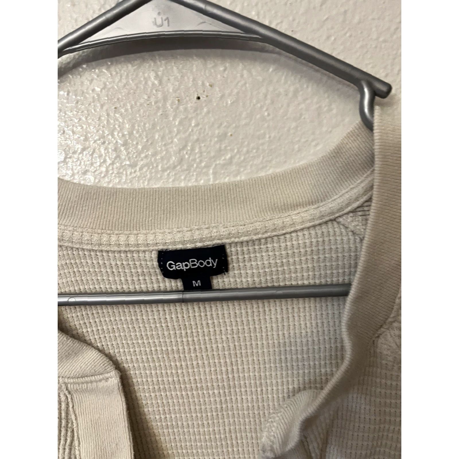 Gap GAP Women M Waffle-Knit Pullover V Neck Lightweight Thermal Longsleeve Beige Shirt (T-Shirt) Mens Women Boys Girls Size M / US 6-8 / IT 42-44 - 2 Thumbnail