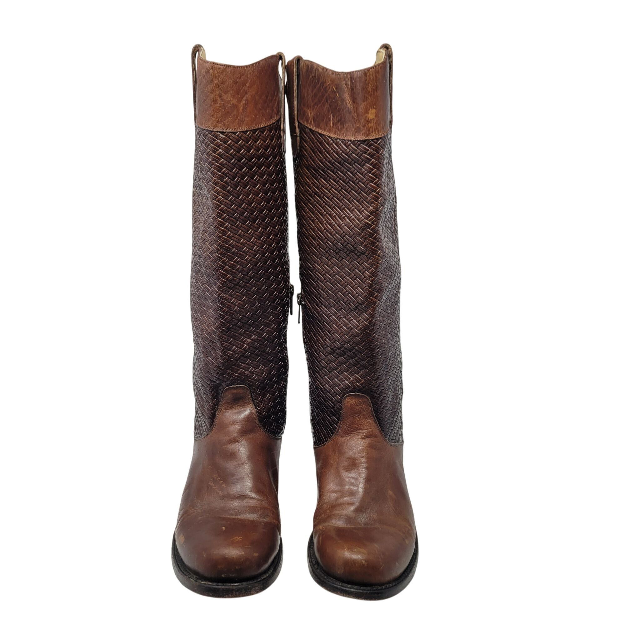 Stetson Vtg Stetson Knee-High Brown Woven Leather Equestrian Boots S Size US 8.5 / IT 38.5 - 2 Thumbnail