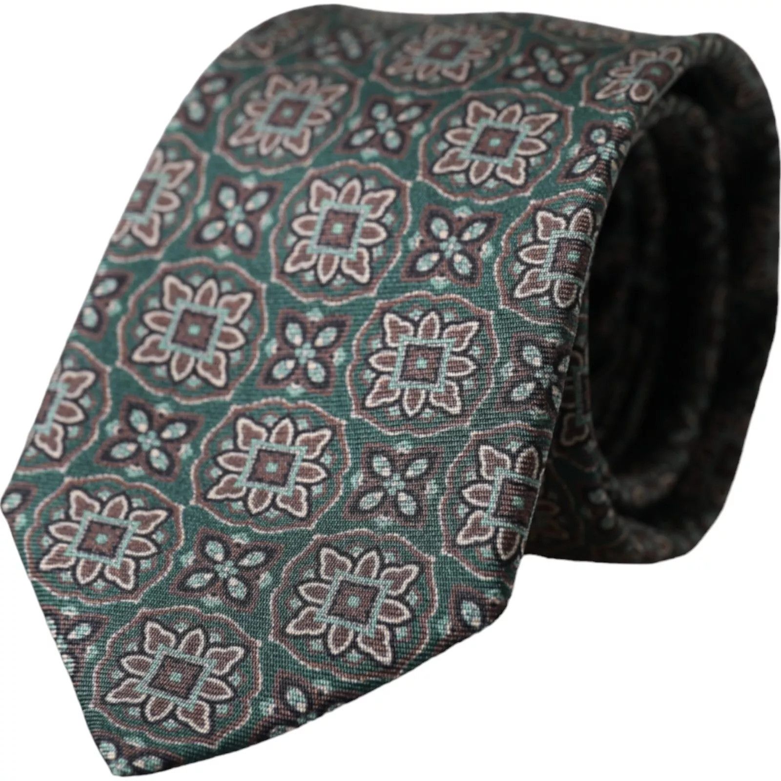 Dolce & Gabbana Green Patterned 100% Silk Adjustable Men Men's Tie Size ONE SIZE - 1 Thumbnail