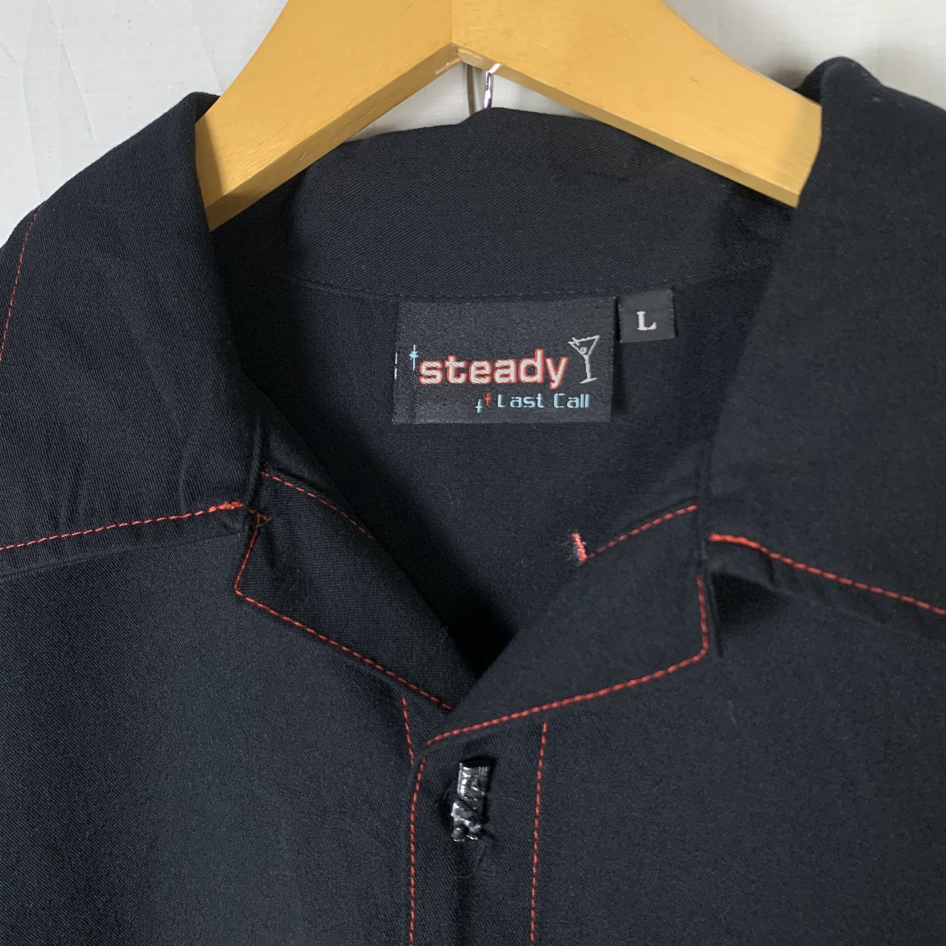 Japanese Brand Vintage 90s STEADY LAST CALL Pin Up Bowling Shirt Size US L / EU 52-54 / 3 - 5 Thumbnail