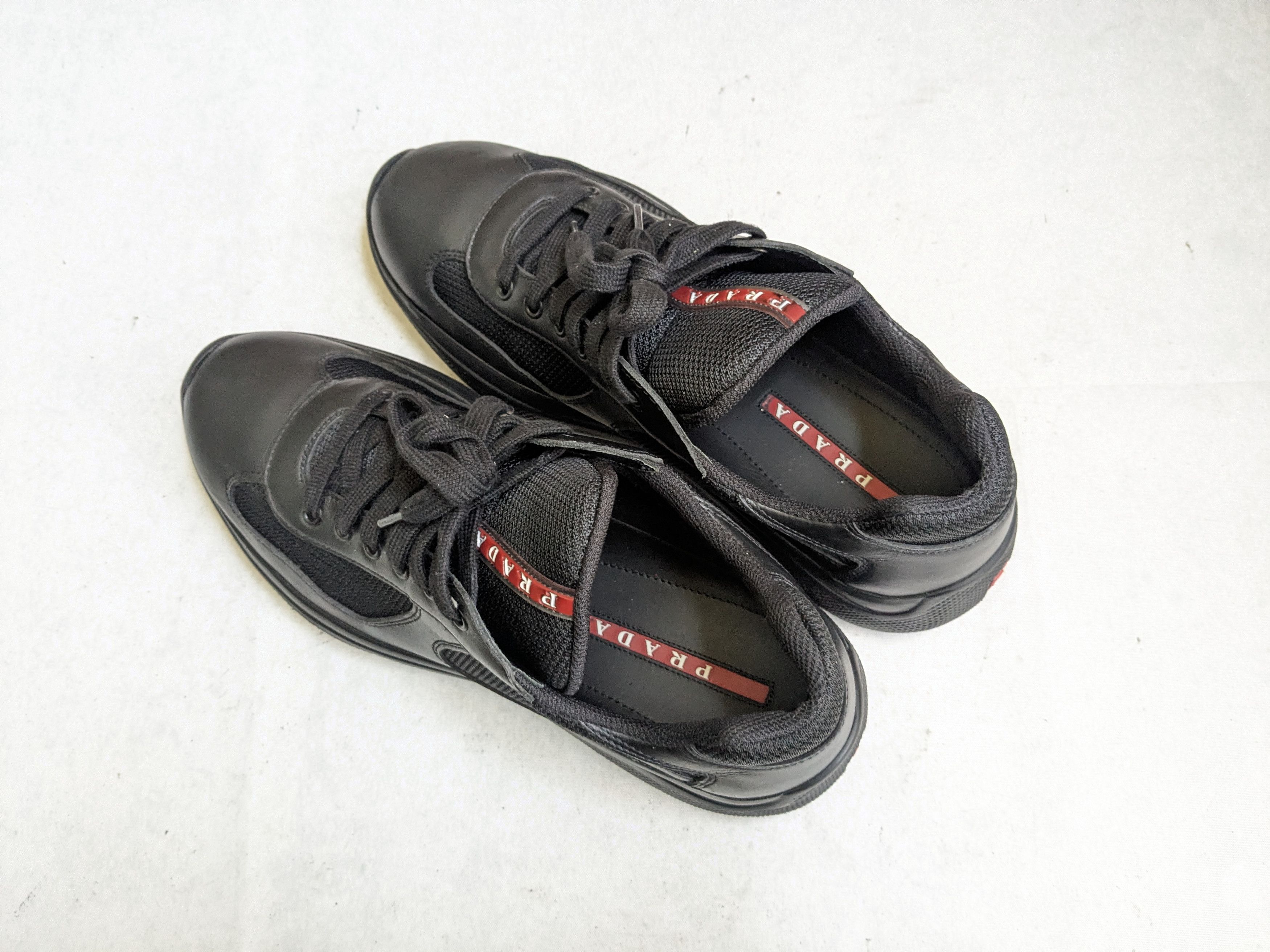 Prada Prada America's Cup Sneakers Black 9.5 Low Tops Leather Red Size US 9.5 / EU 42-43 - 15 Thumbnail