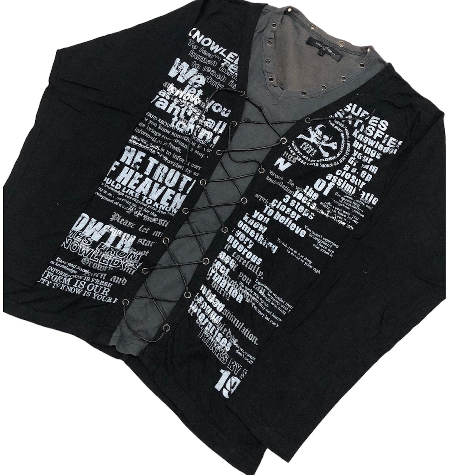 Beauty Beast × If Six Was Nine × Japanese Brand Y2k Japanese lace up punk poem Longsleeve Size US M / EU 48-50 / 2 - 2 Thumbnail