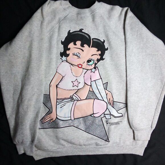 Warner Bros Vintage 90s Betty Boop Super Star Crewneck Sweatshirt Size US XL / EU 56 / 4 - 2 Thumbnail