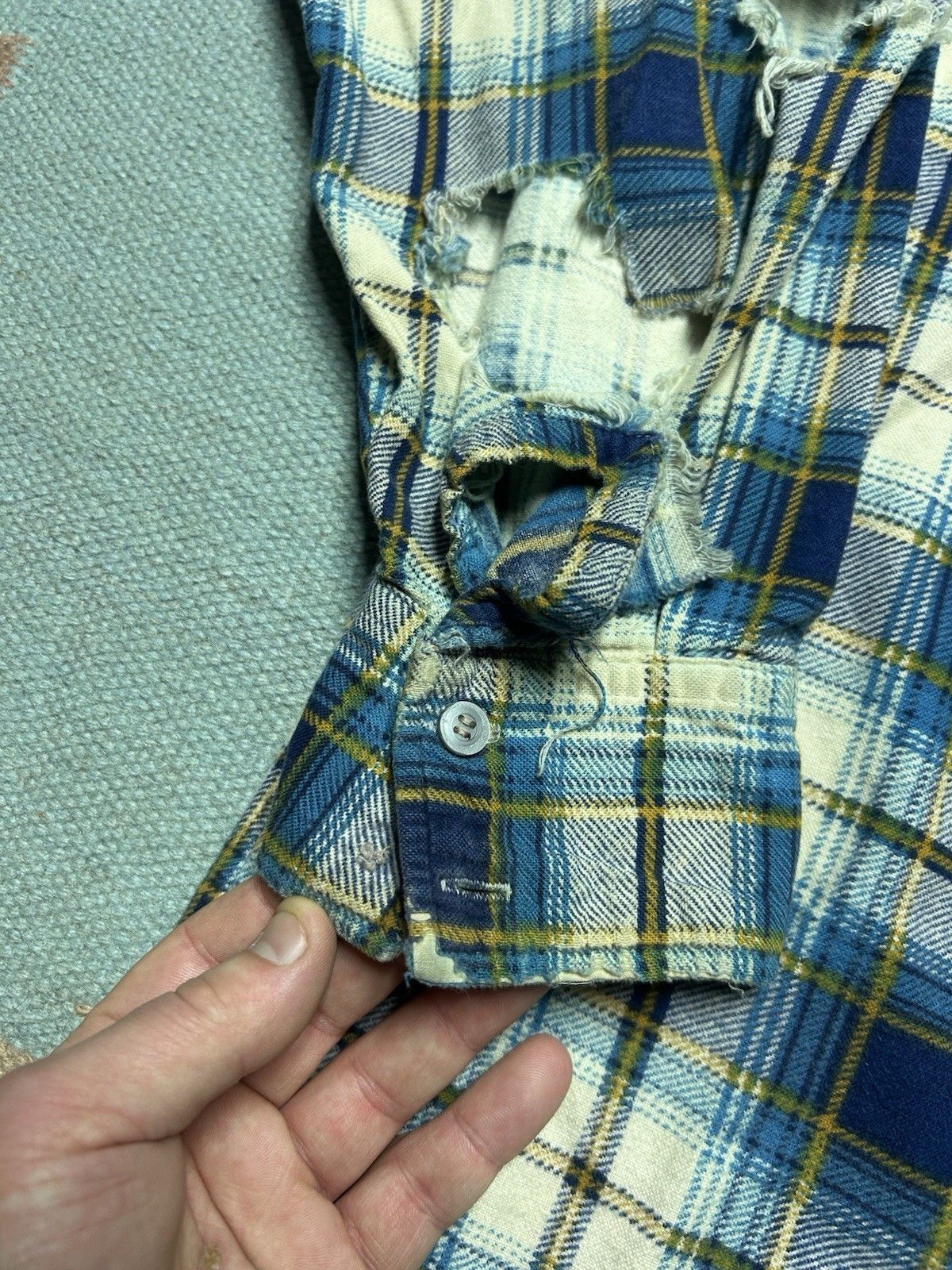 Vintage 80s flannel shirt brushed cotton distressed Kingsport large Size US L / EU 52-54 / 3 - 3 Thumbnail