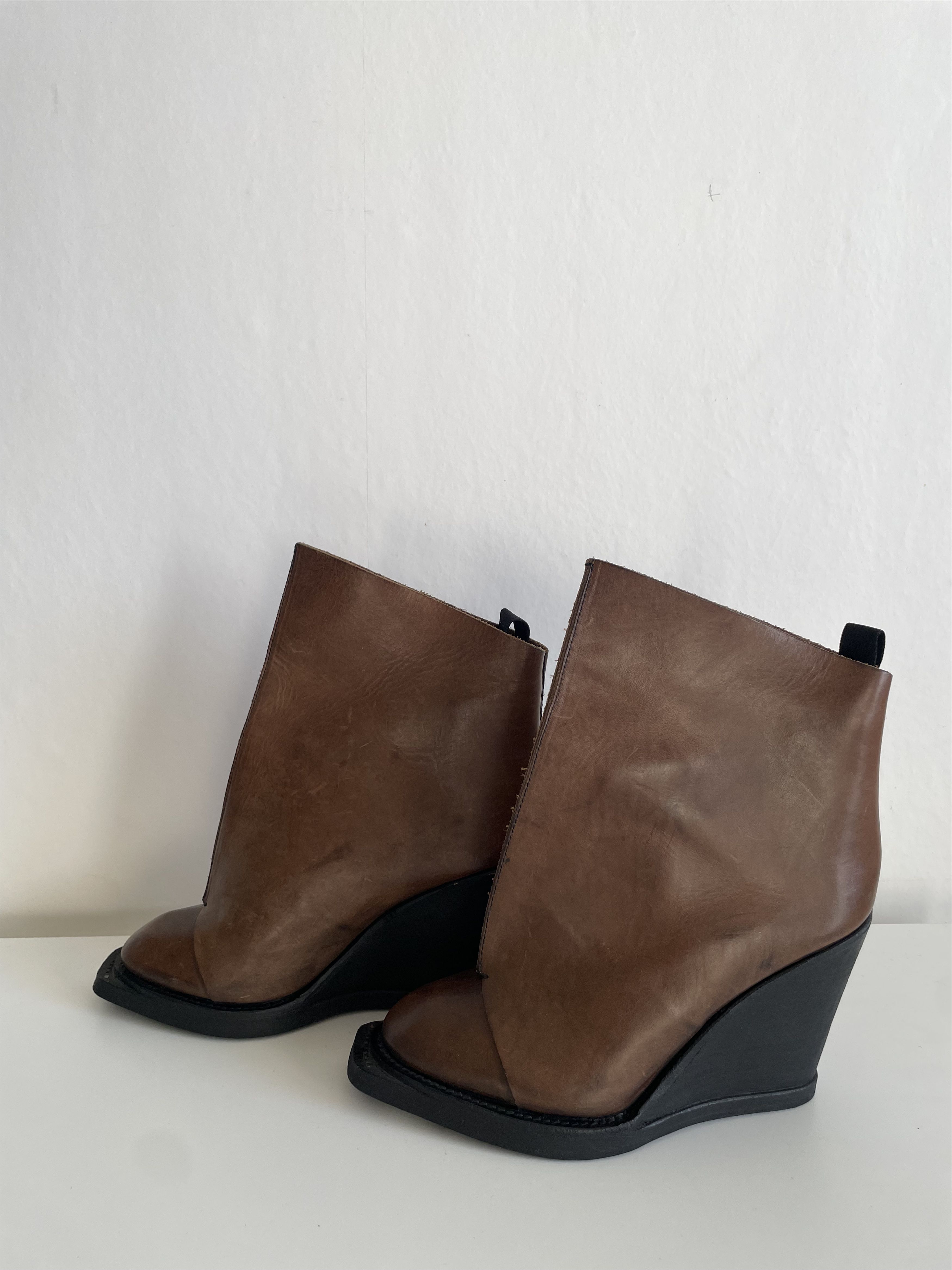 Nicolas Andreas Taralis Nicolas Andreas Taralis Leather Wedge Heel Ankle Boots Size US 8.5 / IT 38.5 - 1 Thumbnail