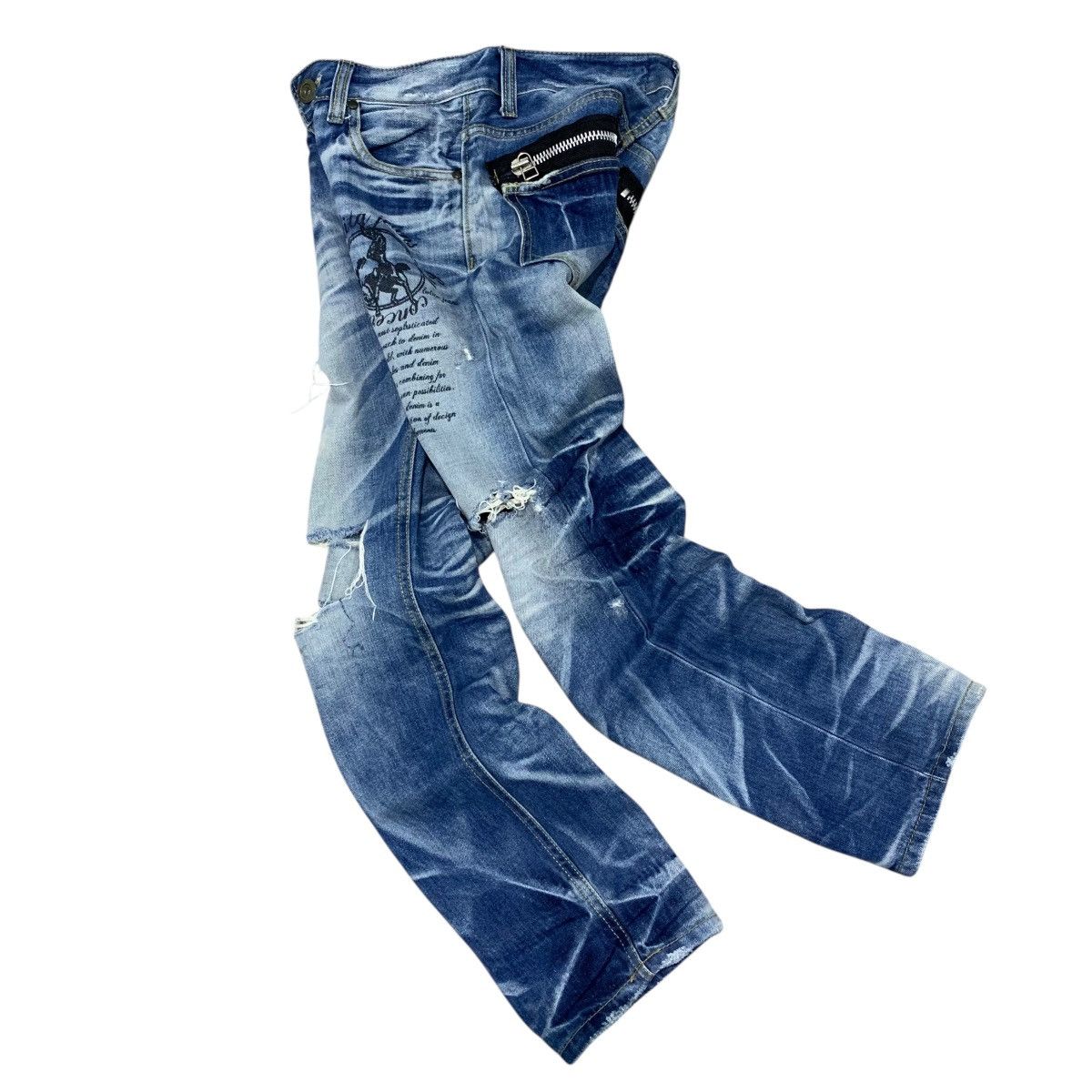 Beauty Beast Vintage Lolita Distressed Jeans Ripped Blue Faded Size US 28 / EU 44 - 1 Thumbnail