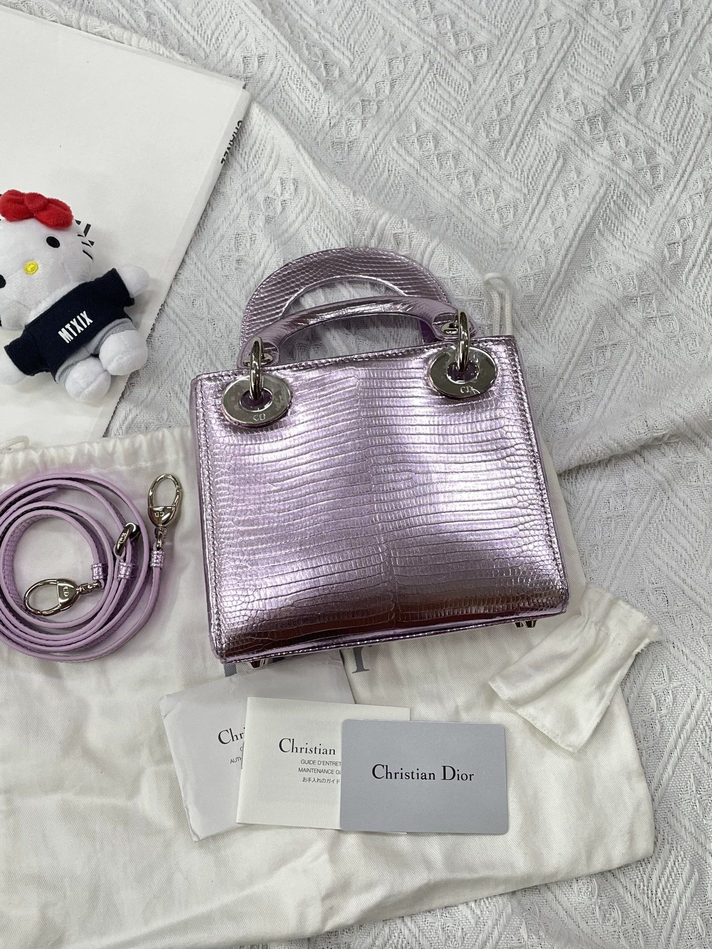 Dior Dior Lady Dior Mini Pearl Purple Lizard Silver 3 Size ONE SIZE - 2 Thumbnail