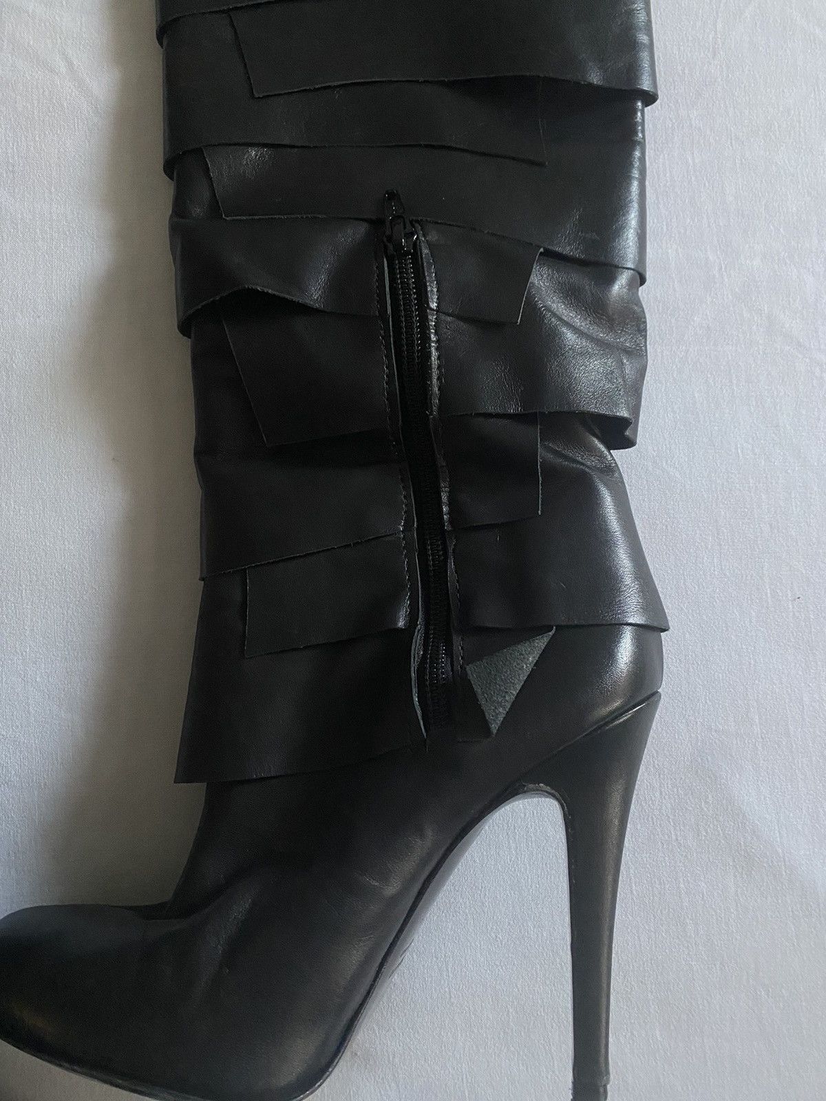 Designer × John Galliano × Vintage Crazy Y2K John Galliano Designer Black Leather Boots Size US 5 / IT 35 - 4 Thumbnail