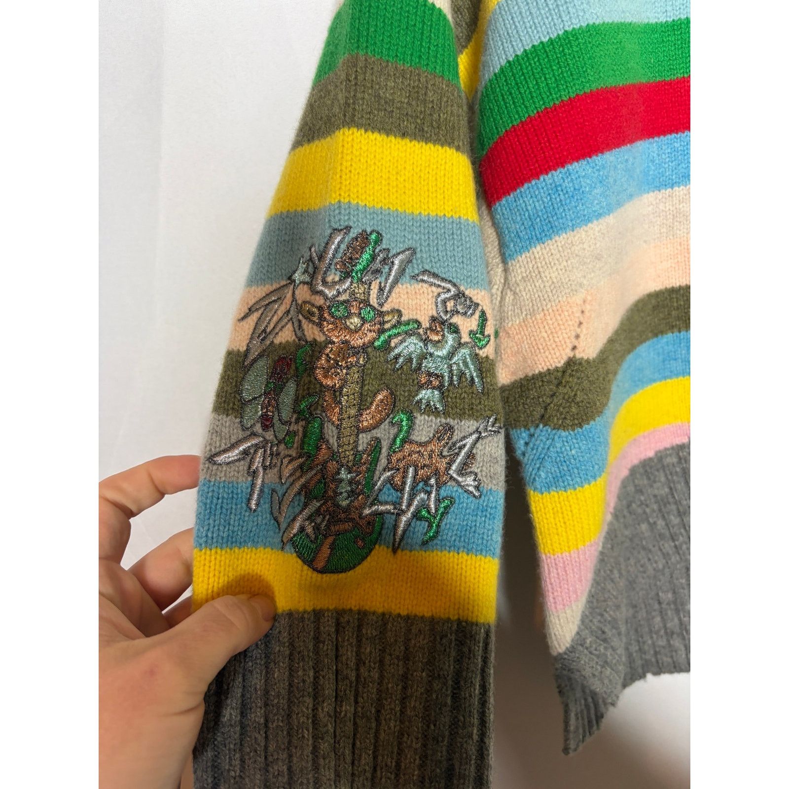 Zadig & Voltaire Zadig & Voltaire wool multicolor striped embroidered sweater Size XS / US 0-2 / IT 36-38 - 4 Thumbnail