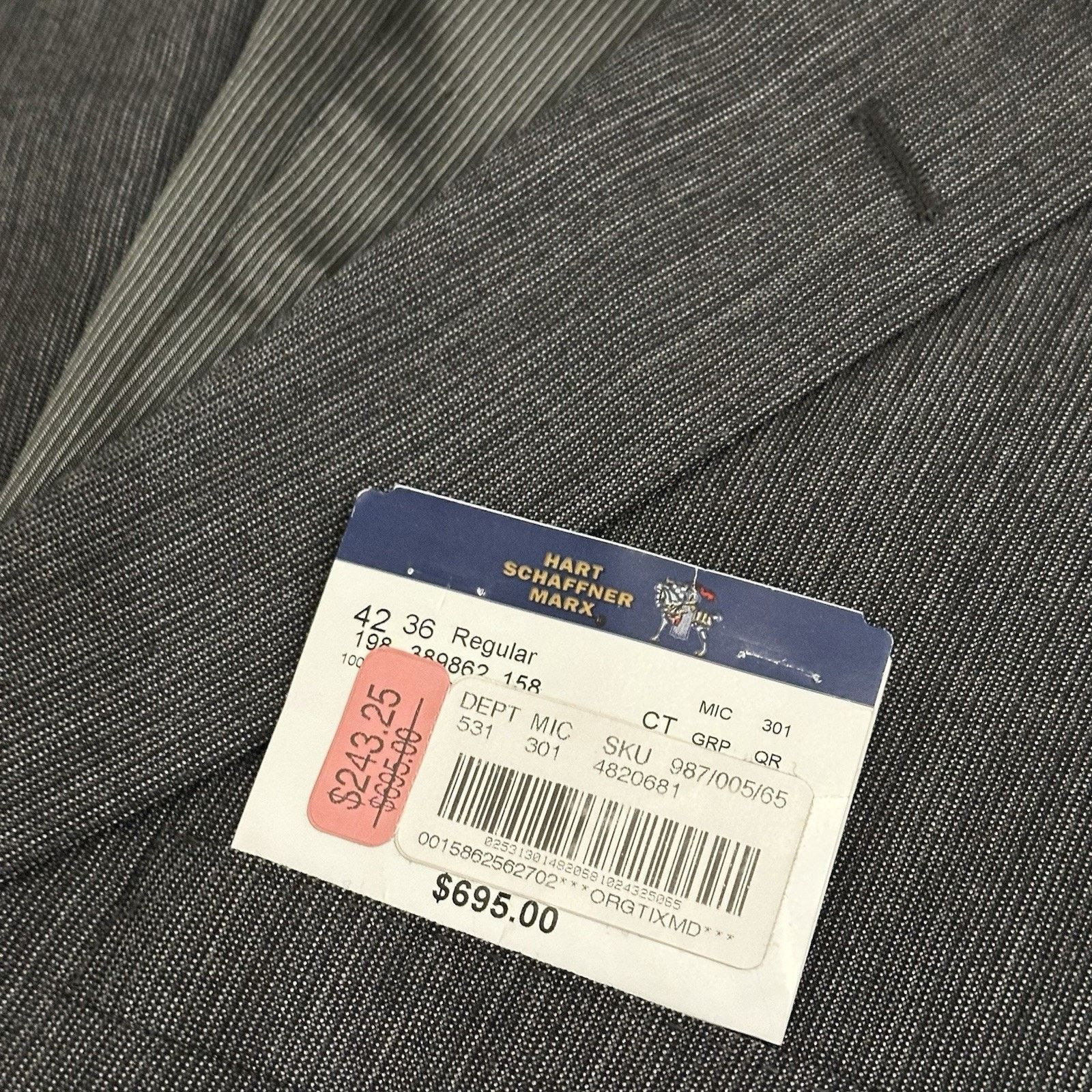 Hart Schaffner Marx Hart Schaffner Marx Suit Mens 42R Charcoal Black 2 PC NWT Size 42R - 6 Thumbnail