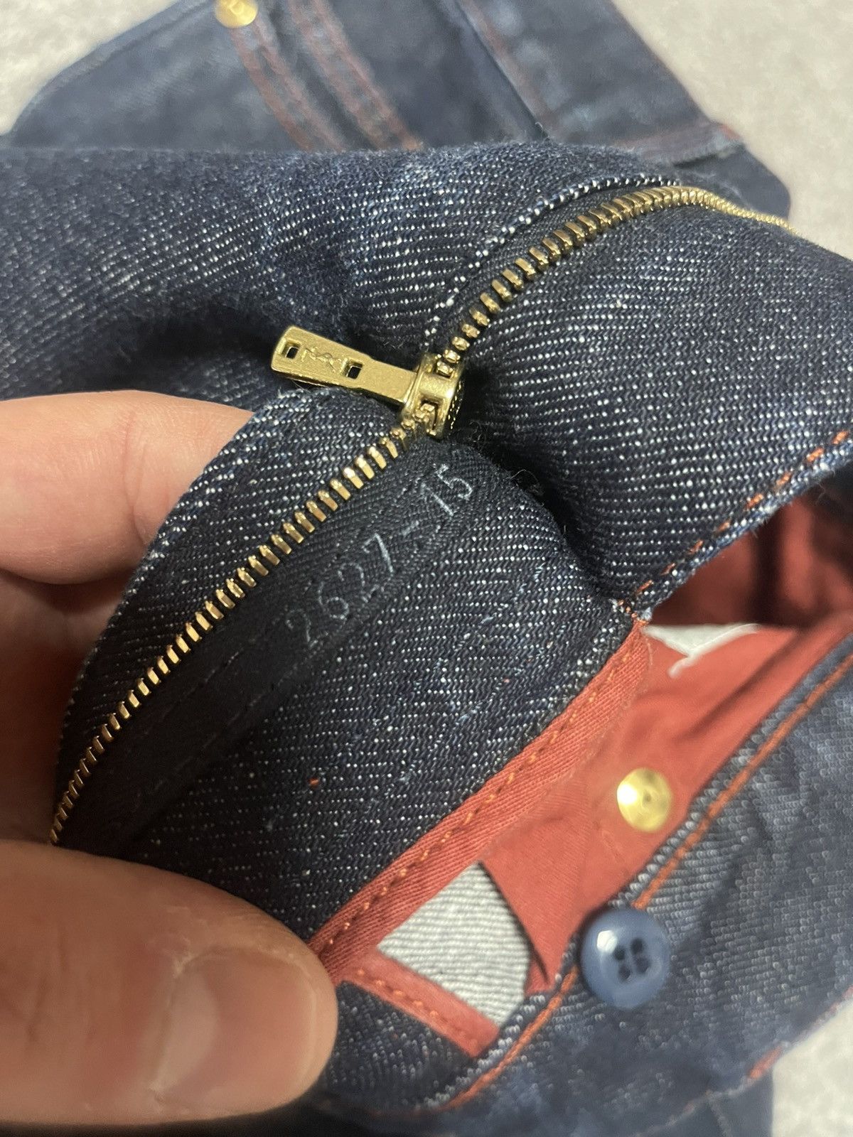 Yves Saint Laurent YSL Dark Indigo Denim Red Stitch Jeans 44 Size 40" / US 18 - 17 Thumbnail