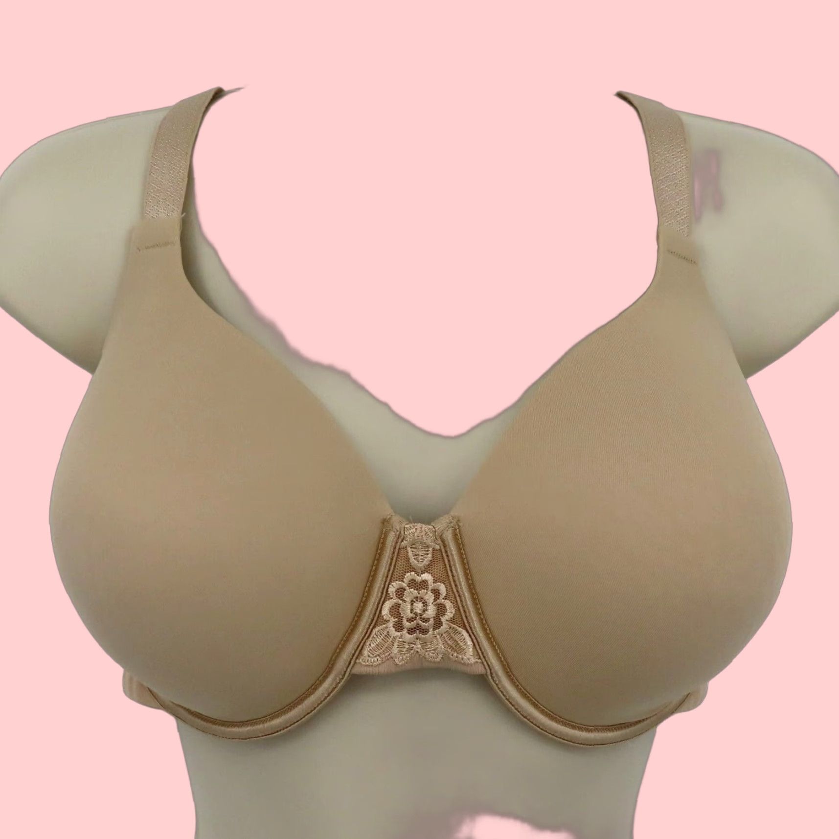 Vintage Vanity Fair Beauty Back 38D Minimizer Bra Underwire Lined Beige Womens