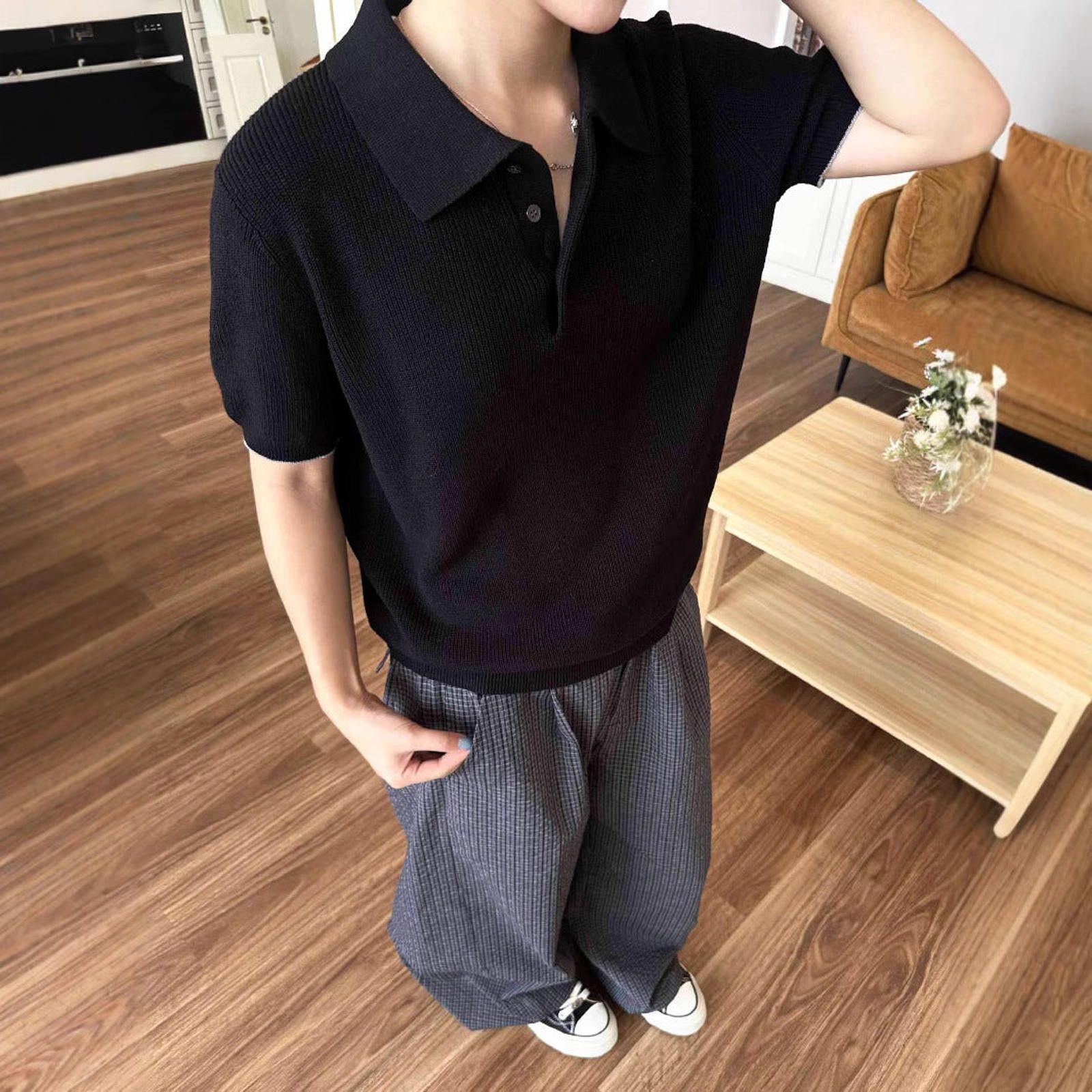 Other Beige Knit Polo Shirt, Relaxed Fit Short Sleeve Top Size US M / EU 48-50 / 2 - 4 Thumbnail