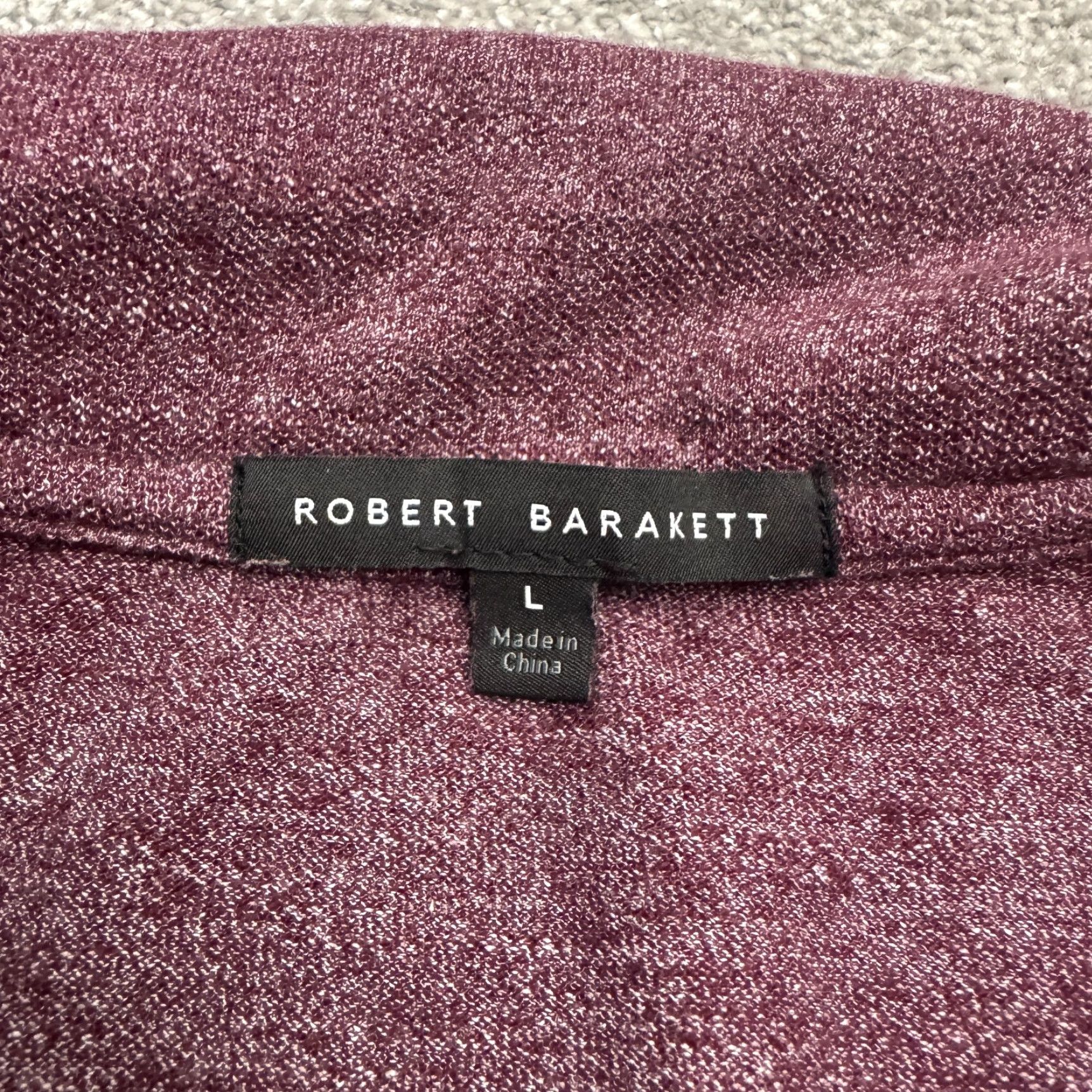 Vintage Robert Barakett Polo Shirt Mens Large Heathered Burgundy V-Neck Casual Shirt Short Sleeve Regular Fit Cotton Polyester Polo Size US L / EU 52-54 / 3 - 5 Thumbnail