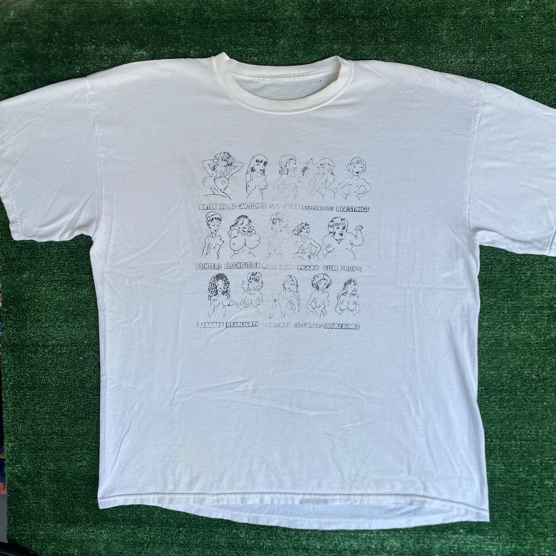 Vintage Vintage 90s Boobs Chart Shirt Punk XXX Tits Vulgar Humor Tee Size US L / EU 52-54 / 3 - 1 Thumbnail